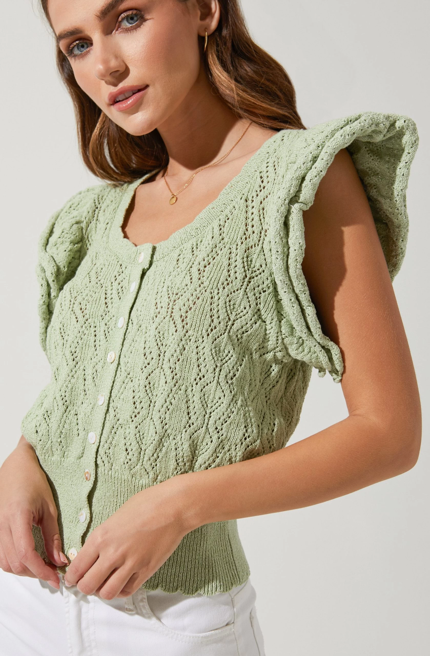 Myla Ruffle Sleeve Cardigan - Image 3