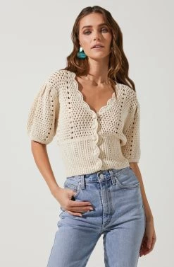 Peyton Scallop Edge Pointelle Cardigan