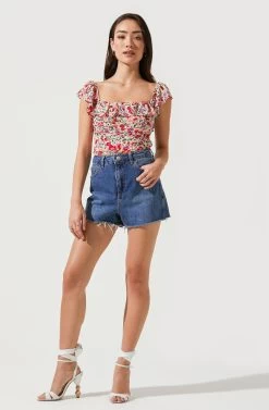 Camellia Floral Ruffle Bodysuit