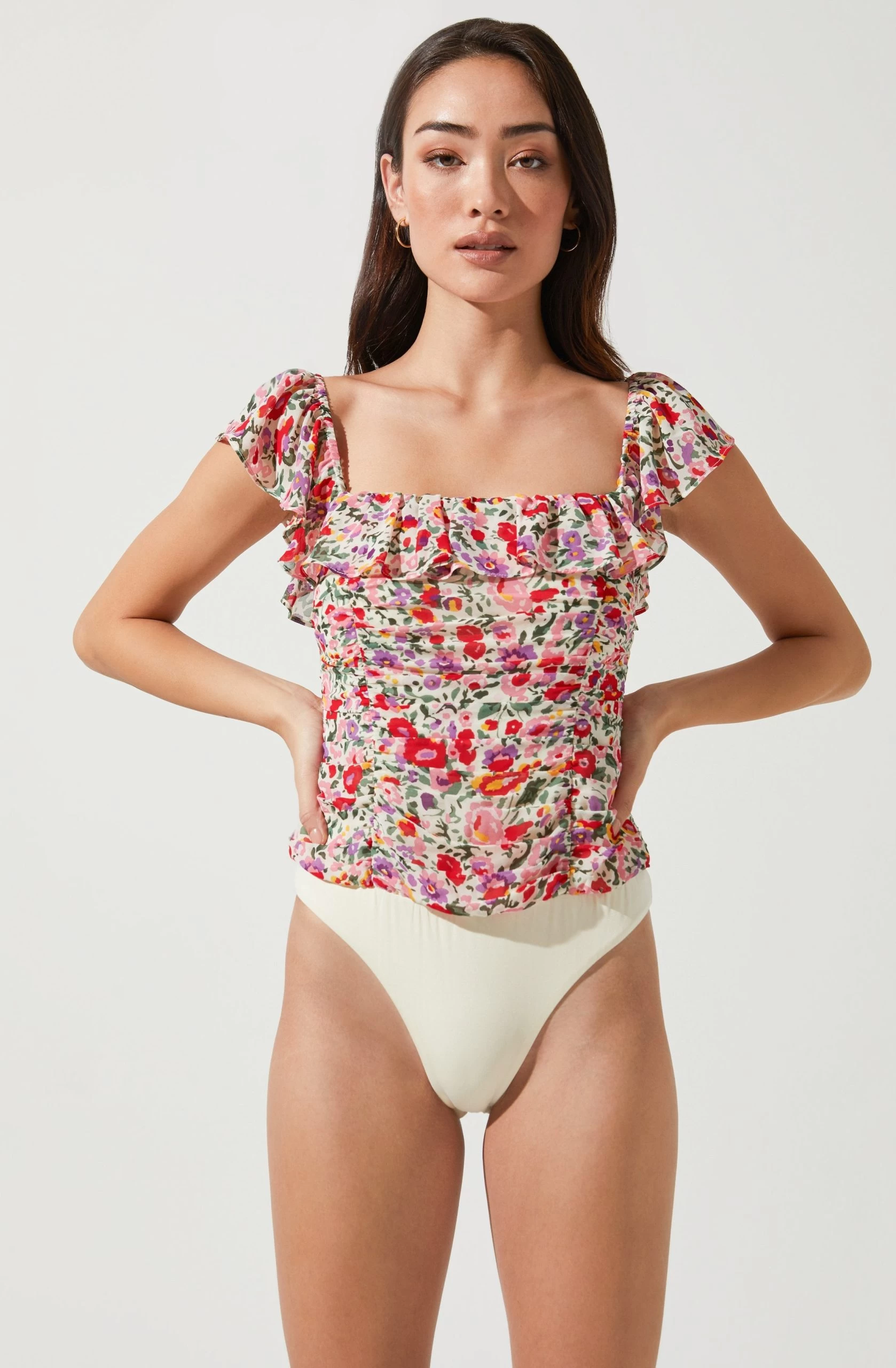 Camellia Floral Ruffle Bodysuit - Image 2