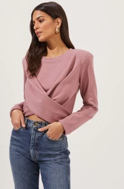 Moxie Cropped Wrap Front Sweatshirt