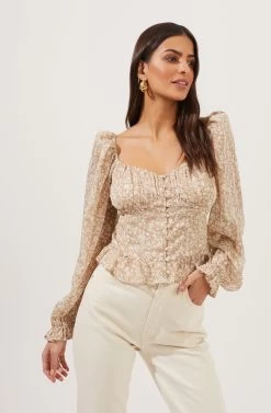 Concord Floral Peplum Puff Sleeve Top