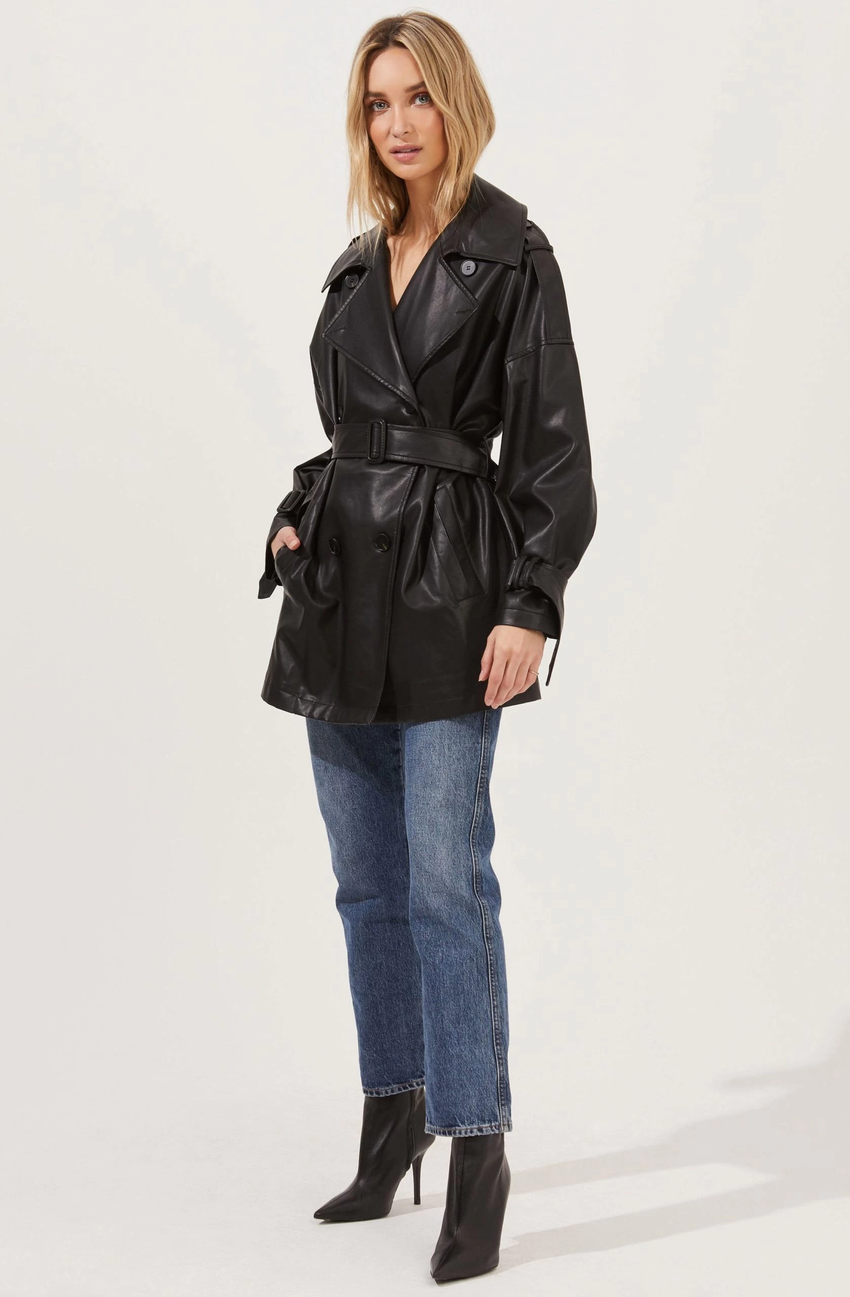 Peoria Belted Faux Leather Jacket - Image 5