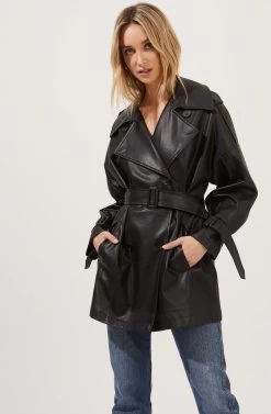 Peoria Belted Faux Leather Jacket