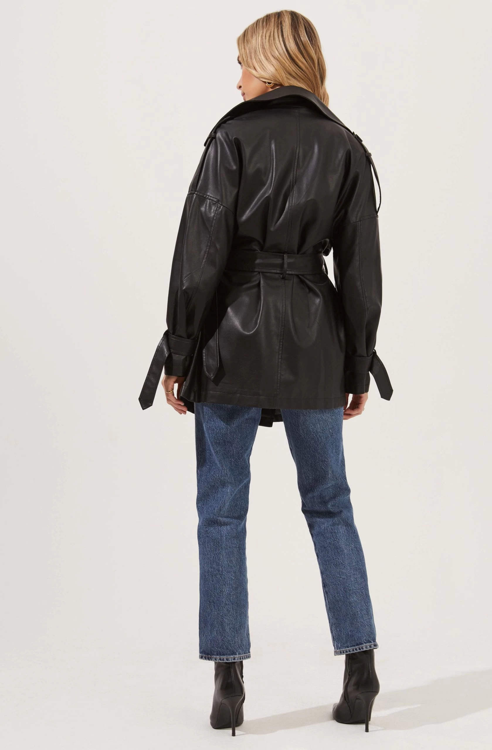 Peoria Belted Faux Leather Jacket - Image 2