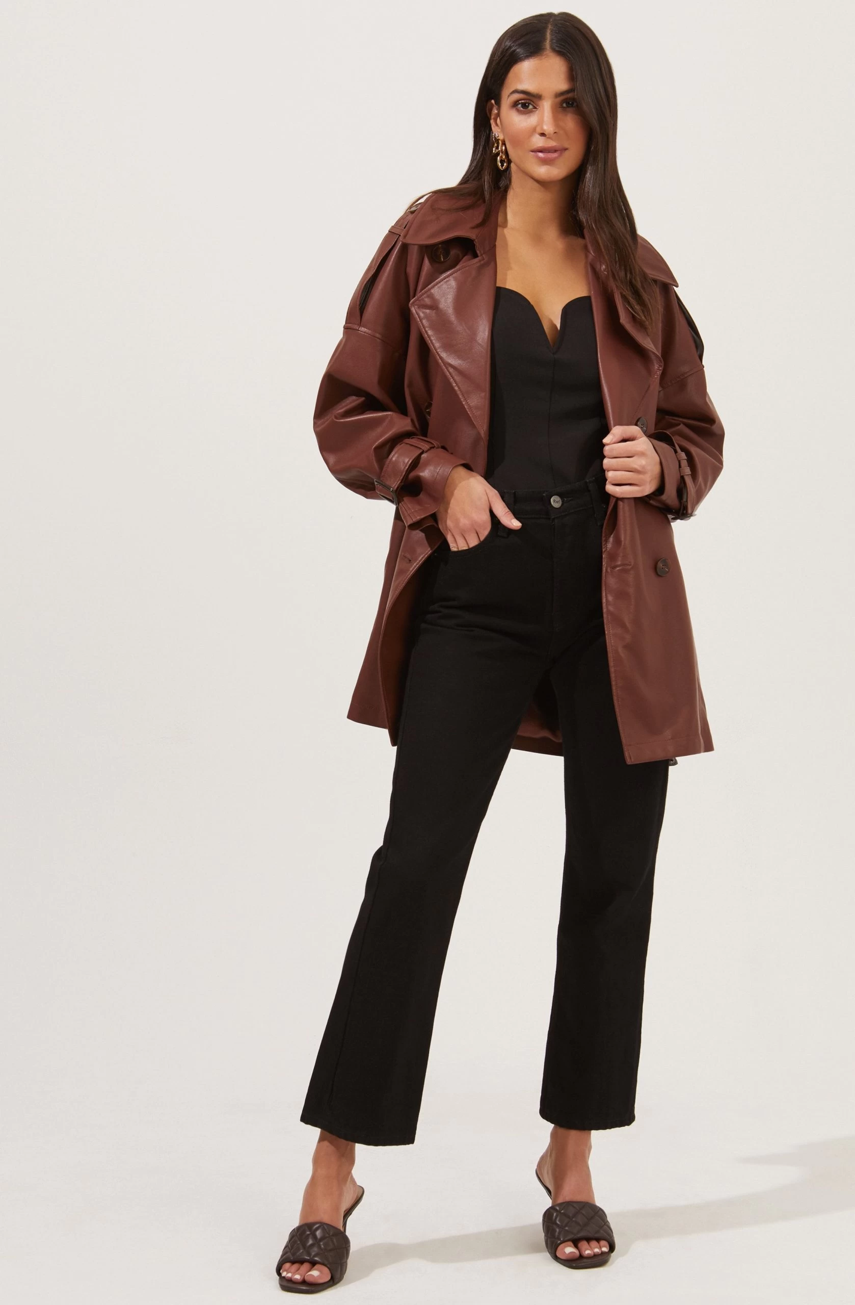 Peoria Belted Faux Leather Jacket - Image 12