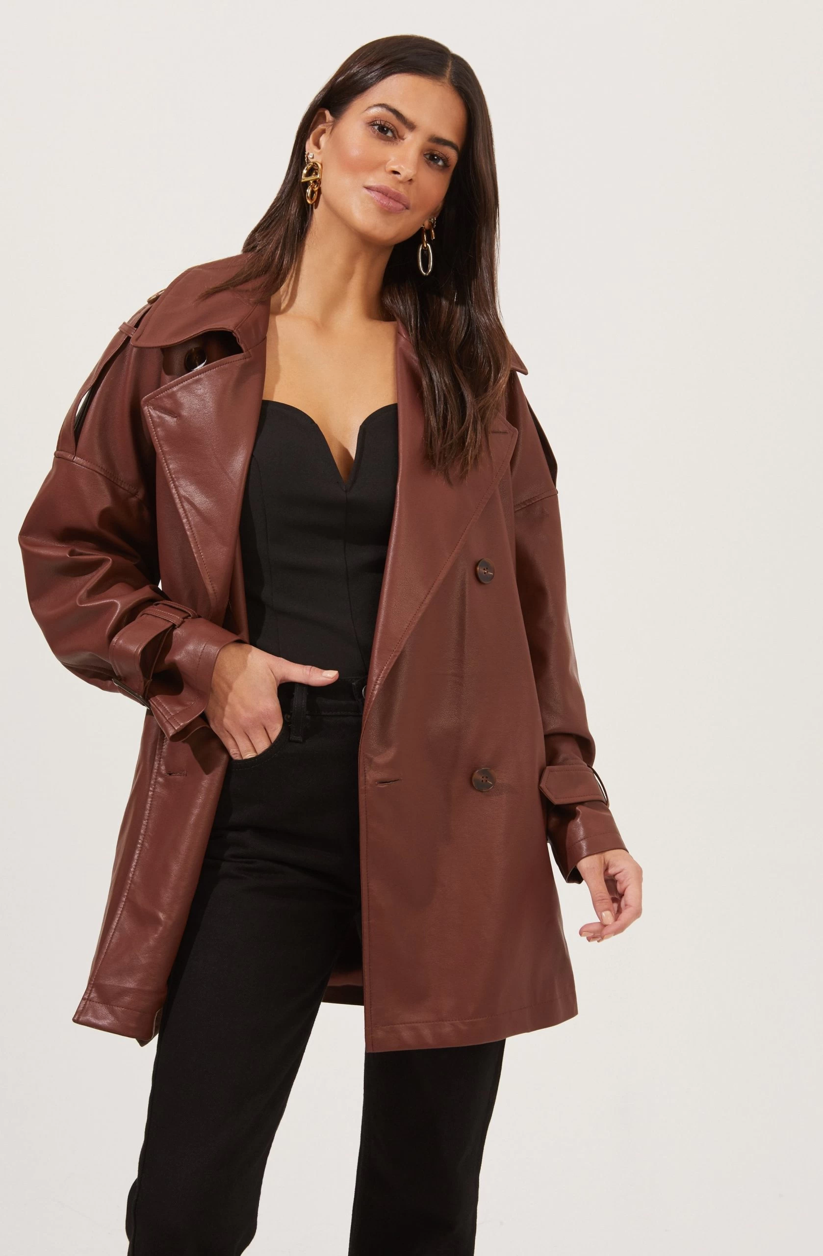 Peoria Belted Faux Leather Jacket - Image 13