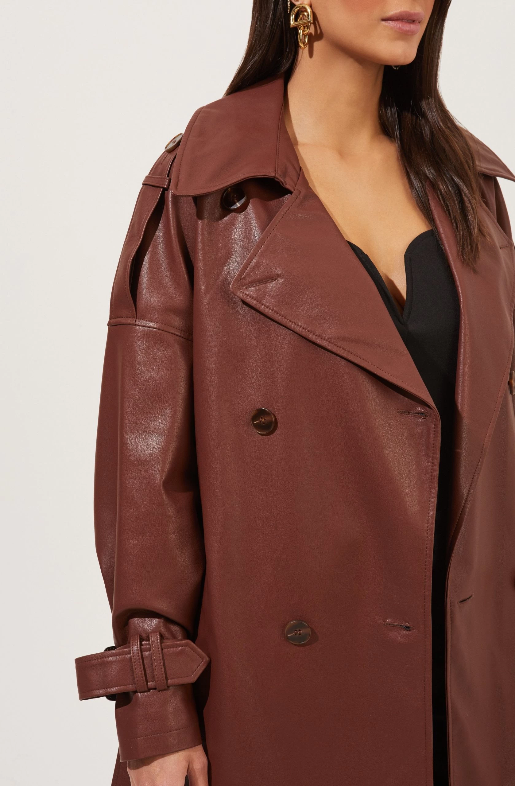 Peoria Belted Faux Leather Jacket - Image 11