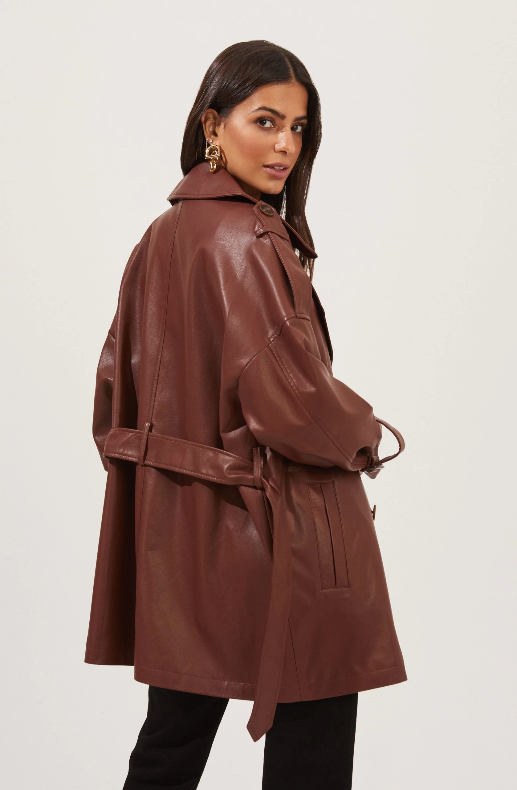 Peoria Belted Faux Leather Jacket - Image 14