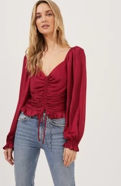 Love Song Ruched Front Long Sleeve Top