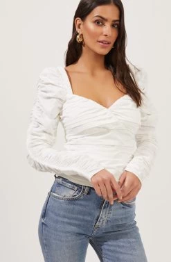Imogene Ruched Long Sleeve Sweetheart Top