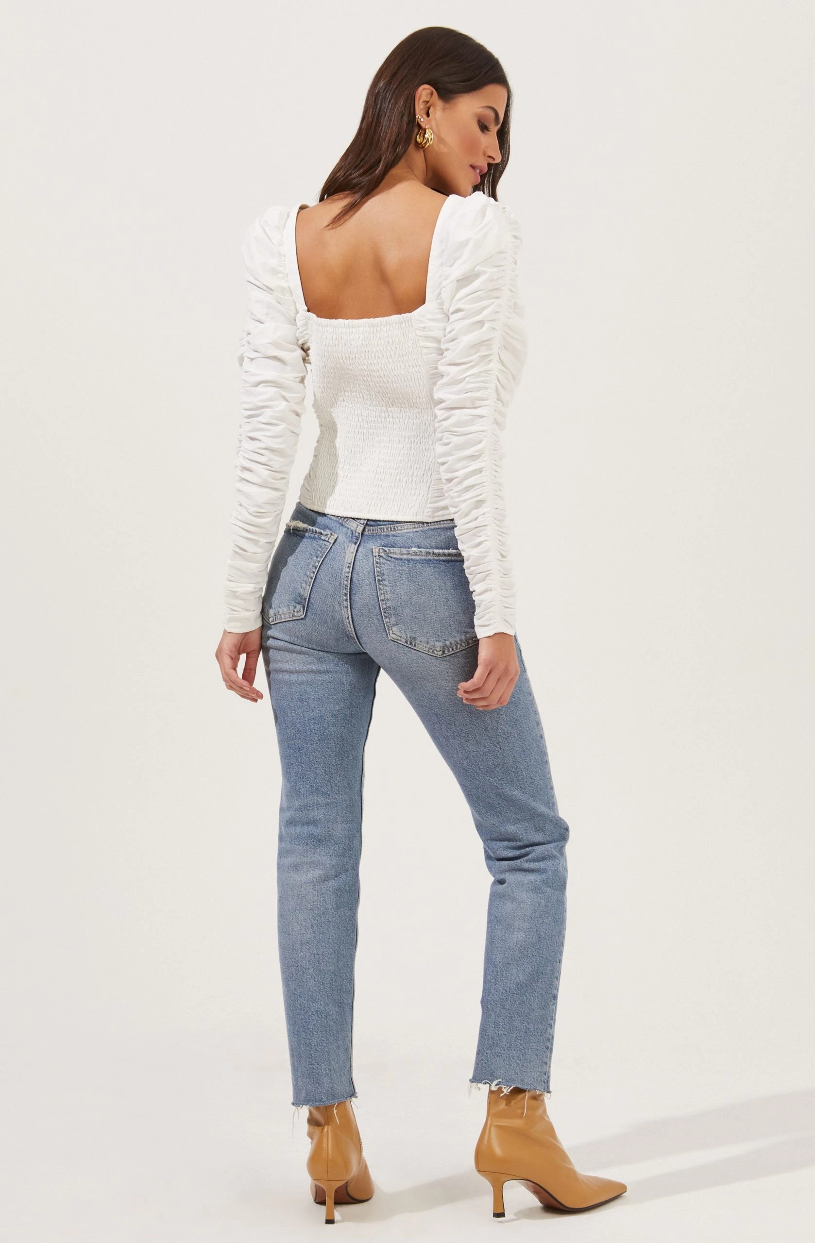 Imogene Ruched Long Sleeve Sweetheart Top - Image 5