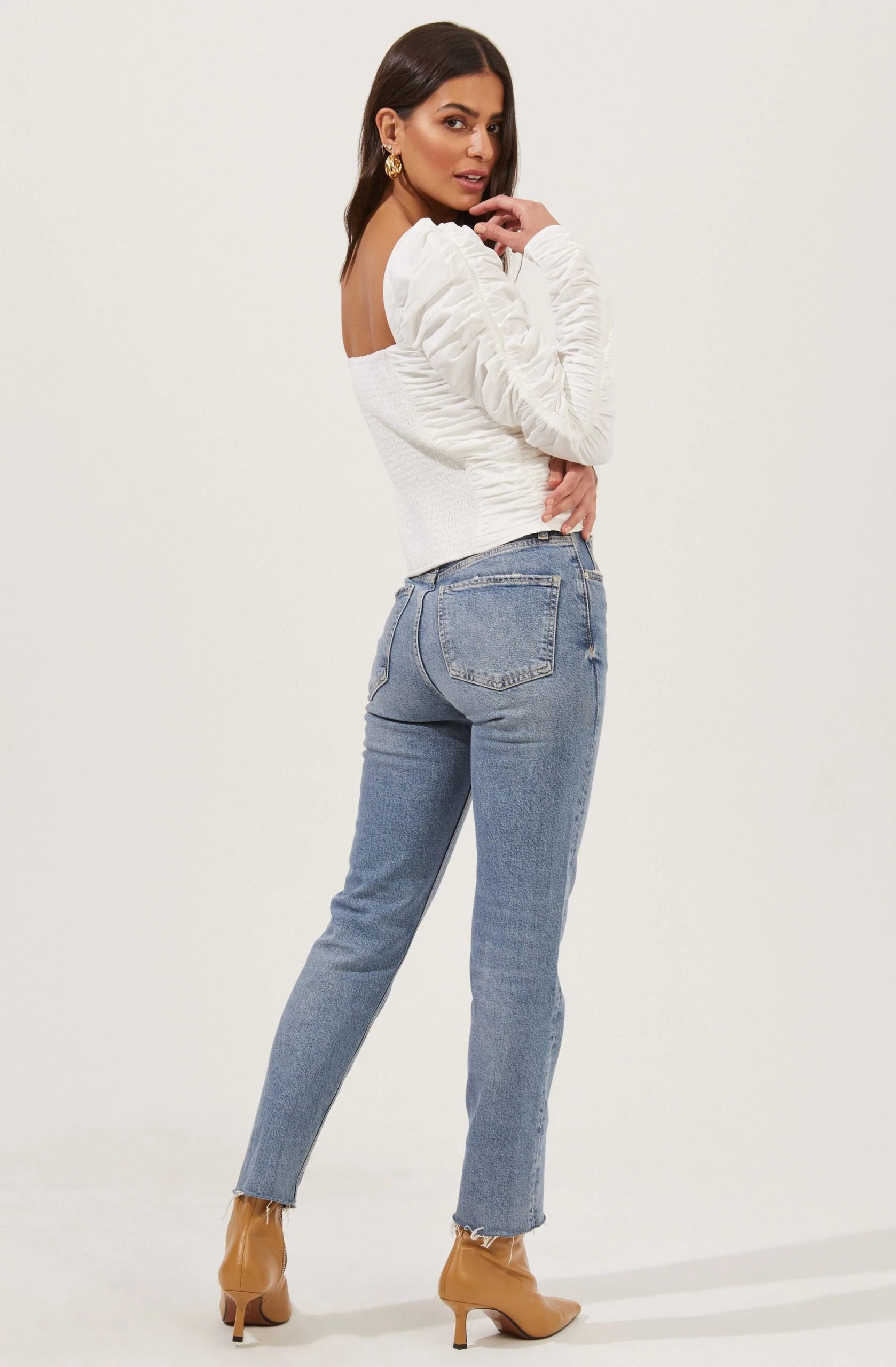 Imogene Ruched Long Sleeve Sweetheart Top - Image 2