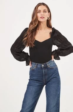 Gillian Sweetheart Sheer Sleeve Bodysuit