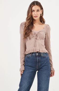 Mattie Cinched Ruffle Trim Sweater