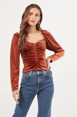 Vanya Ruched Velvet Top