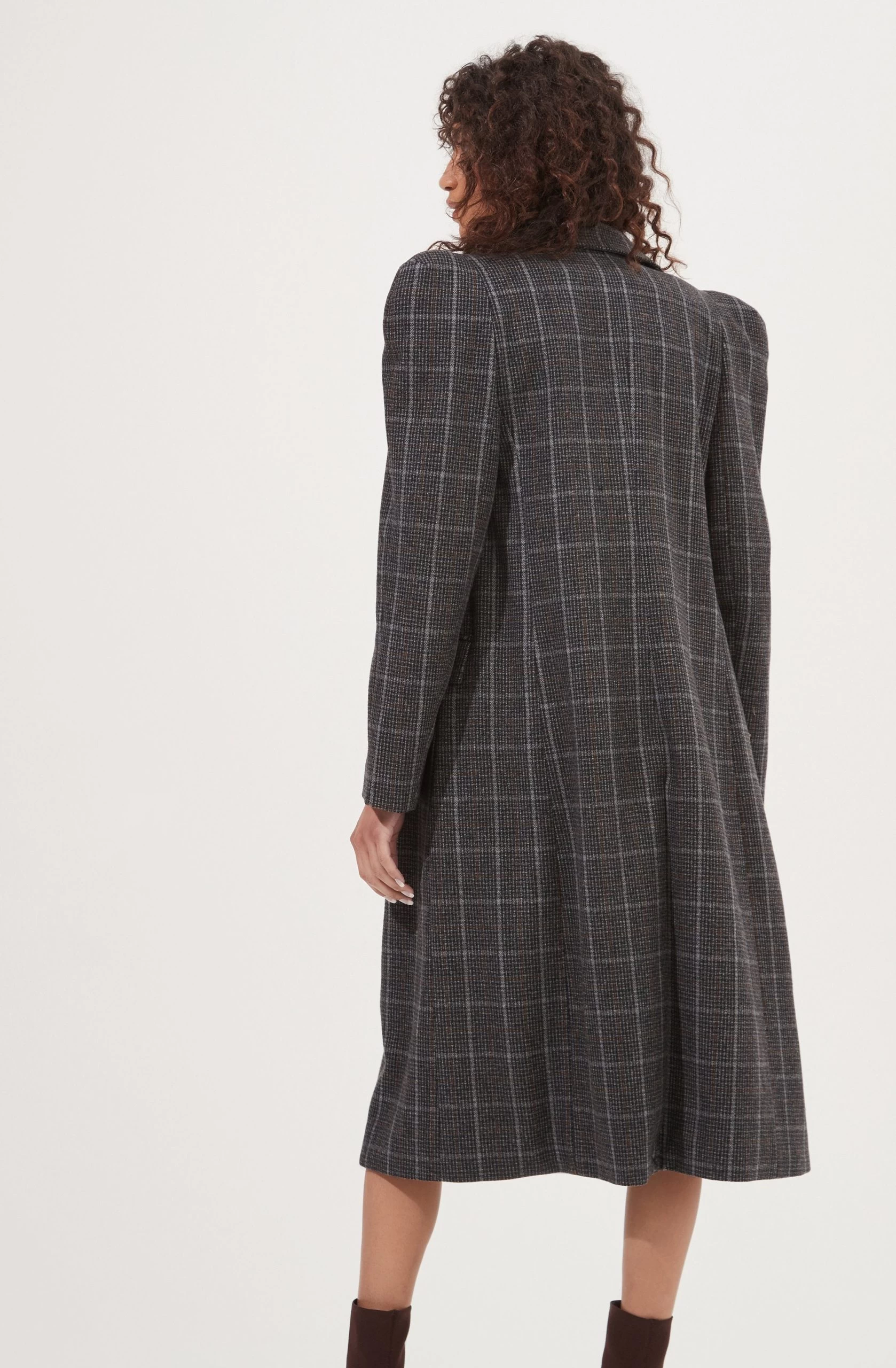 Audrey Plaid Shoulder Pad Longline Coat - Image 5