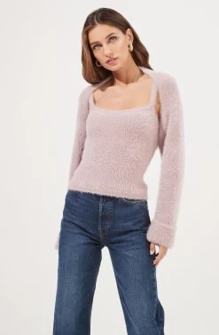 Yara Fuzzy Knit Sweater Set