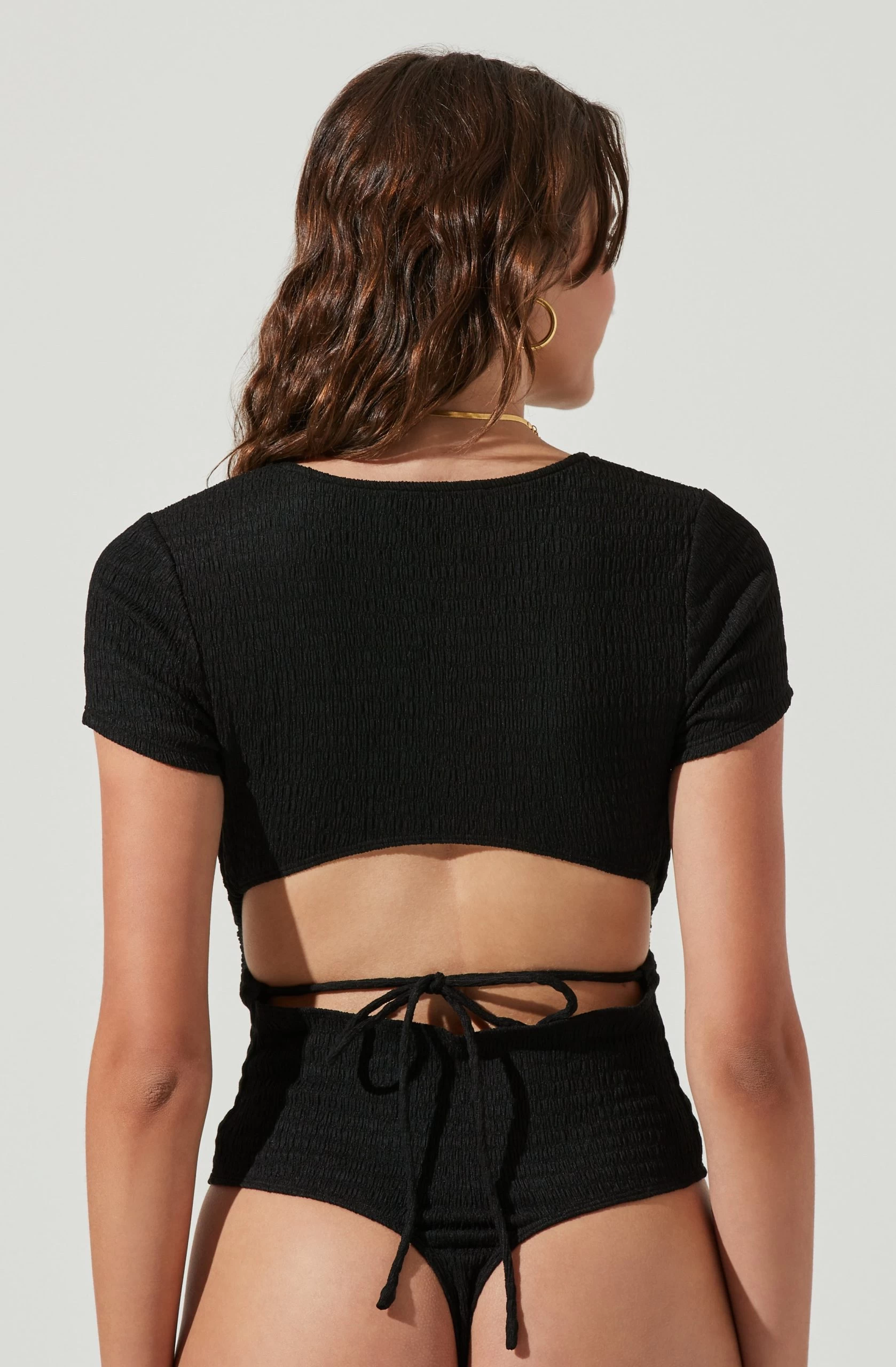 Charlize Cutout Short Sleeve Crinkle Bodysuit - Image 10