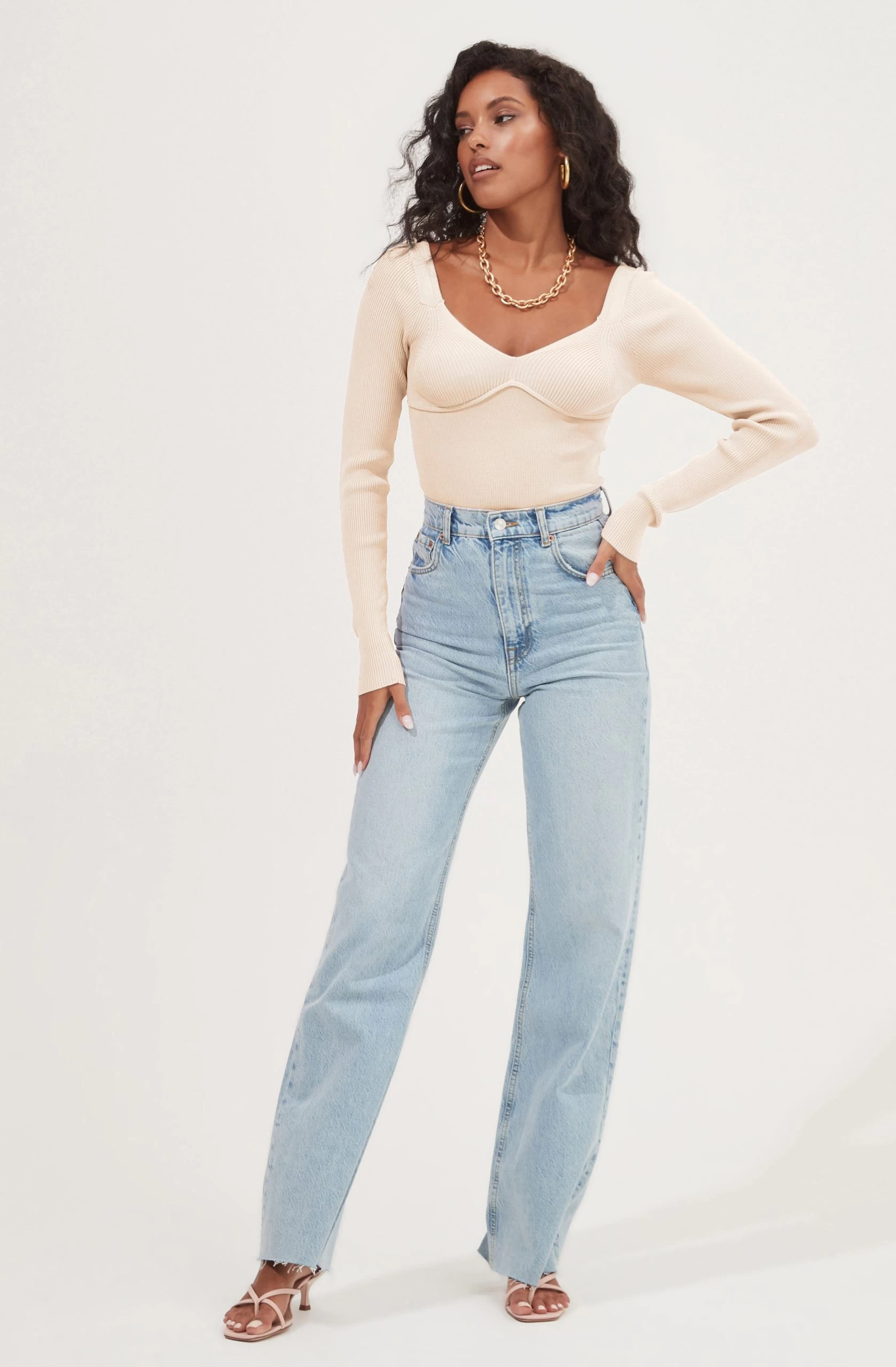 Tarzana Ribbed Knit Sweetheart Sweater - Image 3