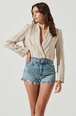 Rozette Cropped Pinstripe Jacket