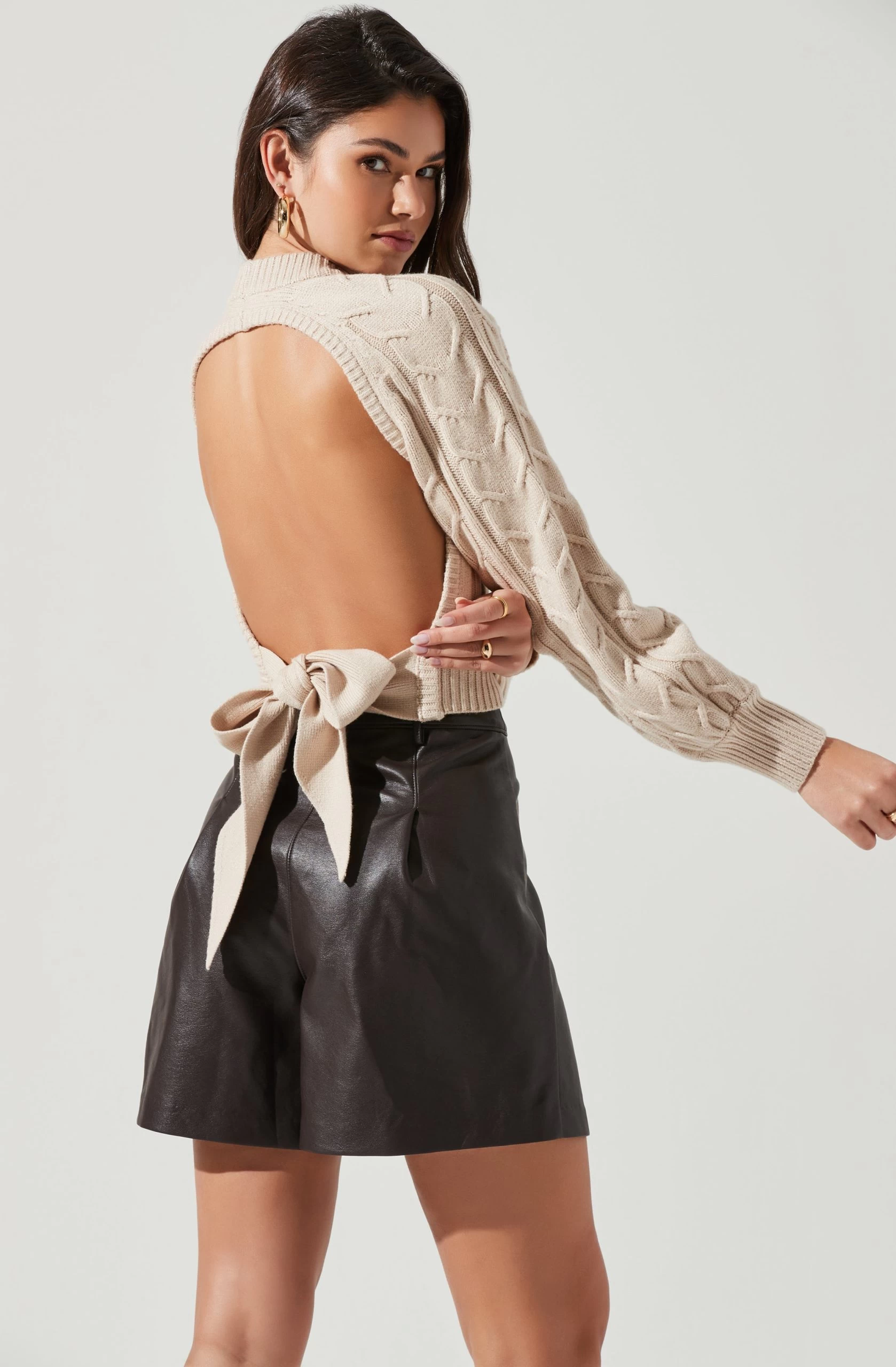 Inez Cable Knit Open Back Sweater - Image 10