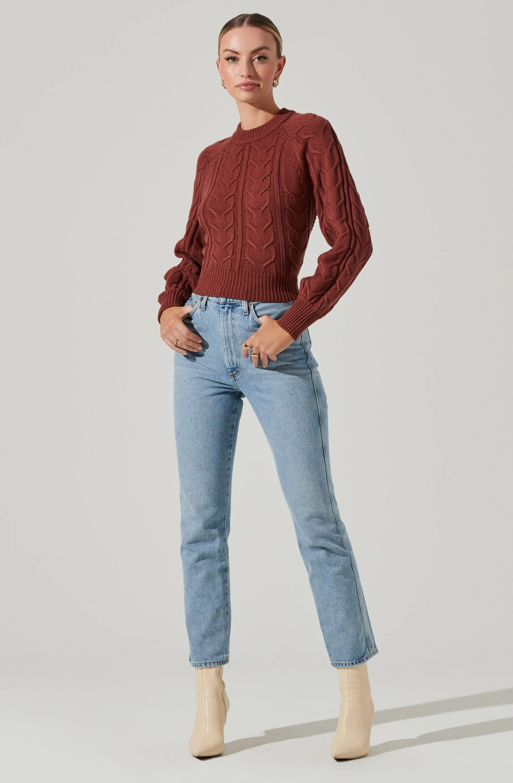 Inez Cable Knit Open Back Sweater - Image 2