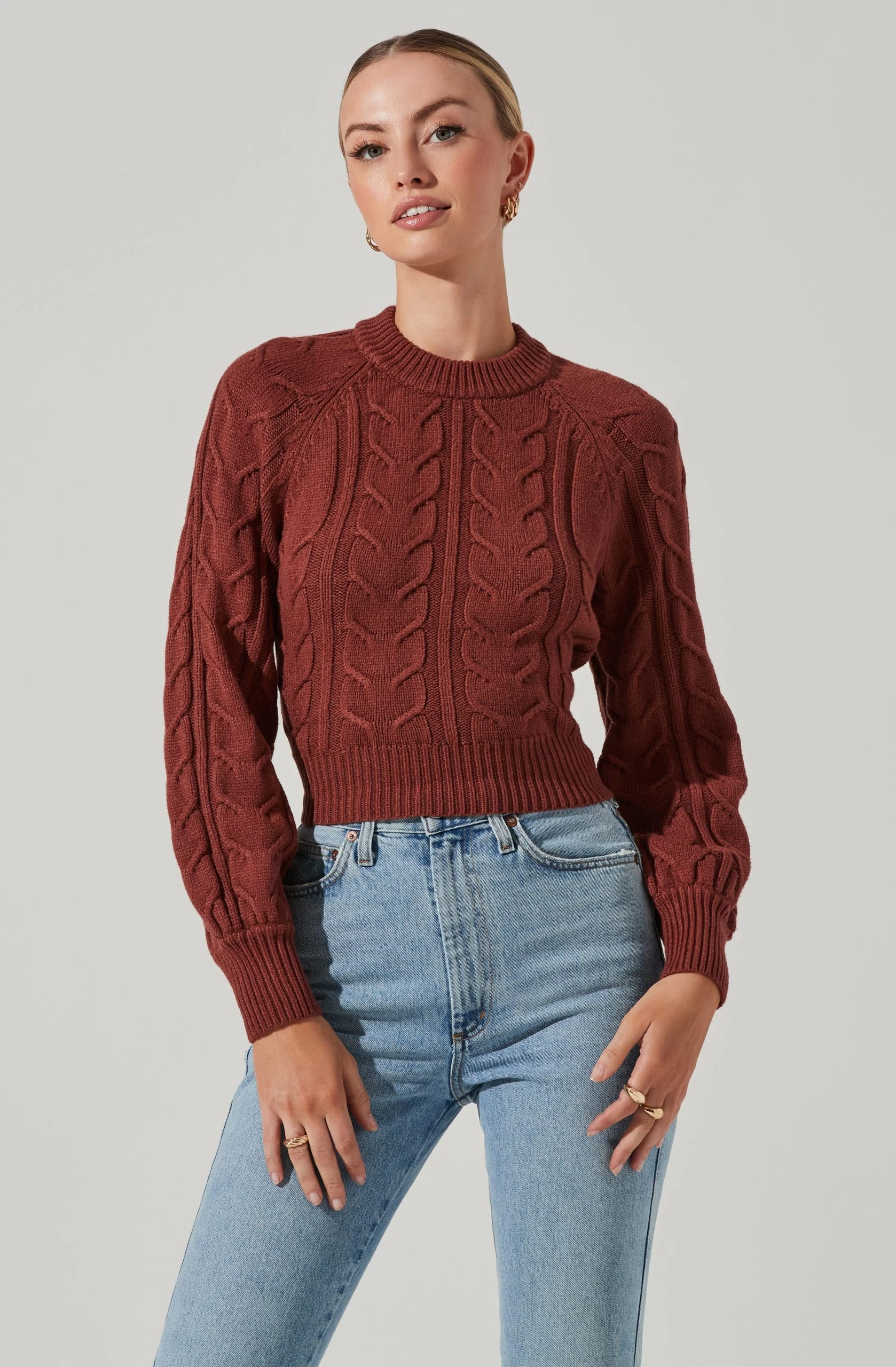 Inez Cable Knit Open Back Sweater - Image 6
