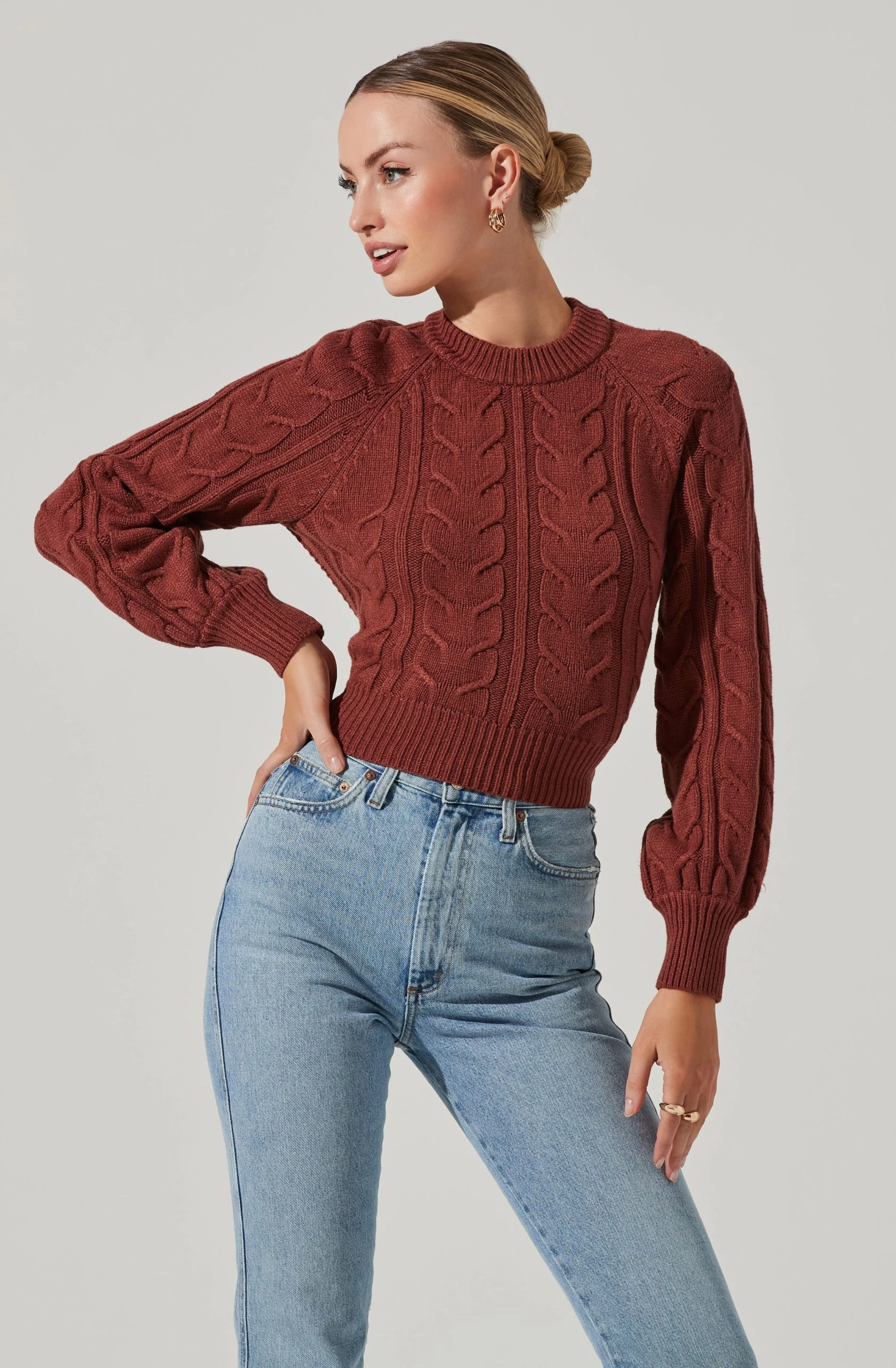 Inez Cable Knit Open Back Sweater - Image 4