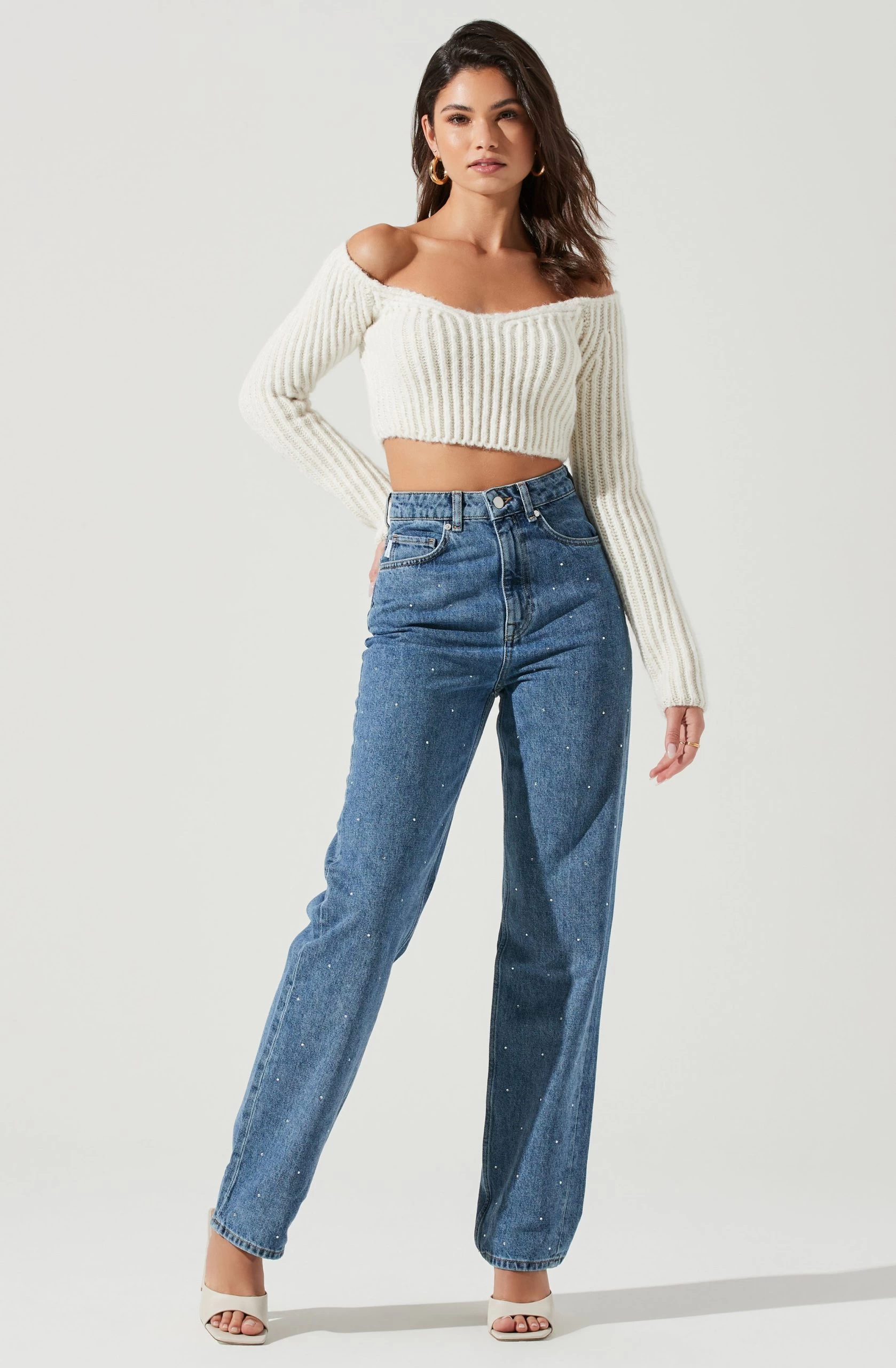 Mallory Cropped Off Shoulder Sweater - Image 2