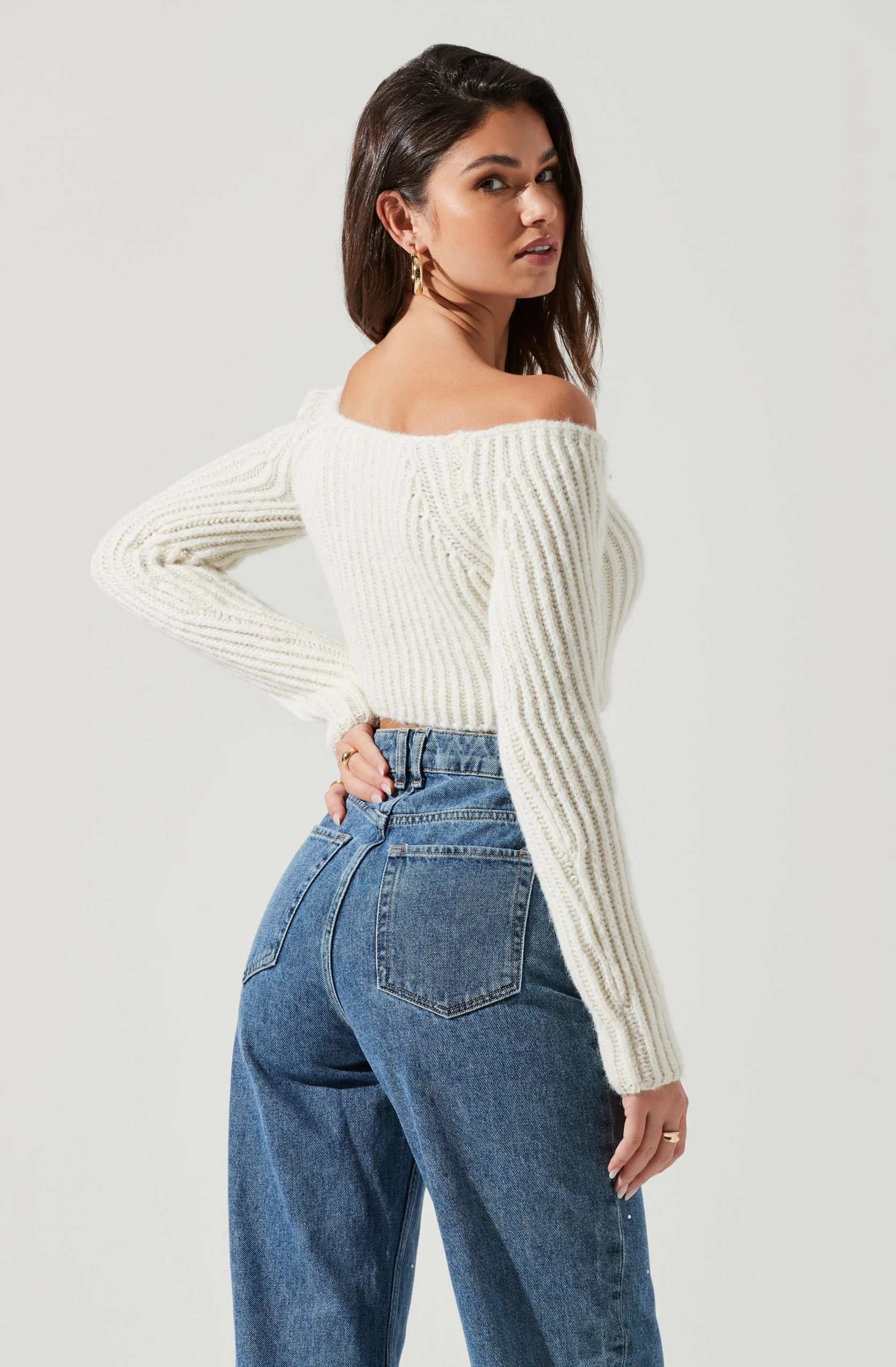 Mallory Cropped Off Shoulder Sweater - Image 5