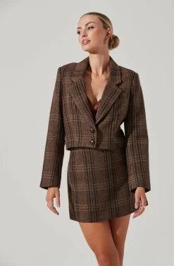 Brina Cropped Plaid Jacket