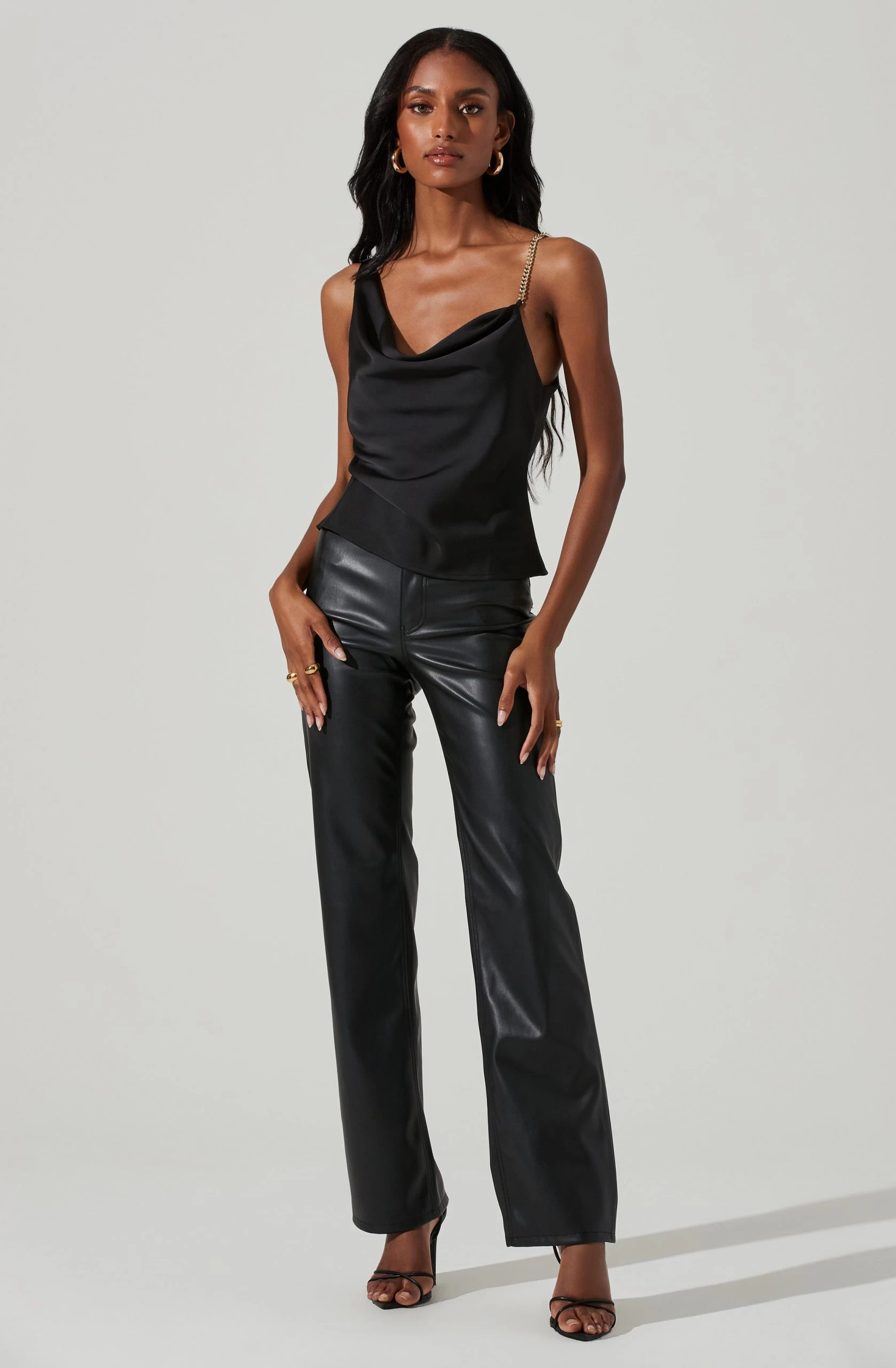 Larisa Satin Rhinestone Strap Top - Image 9