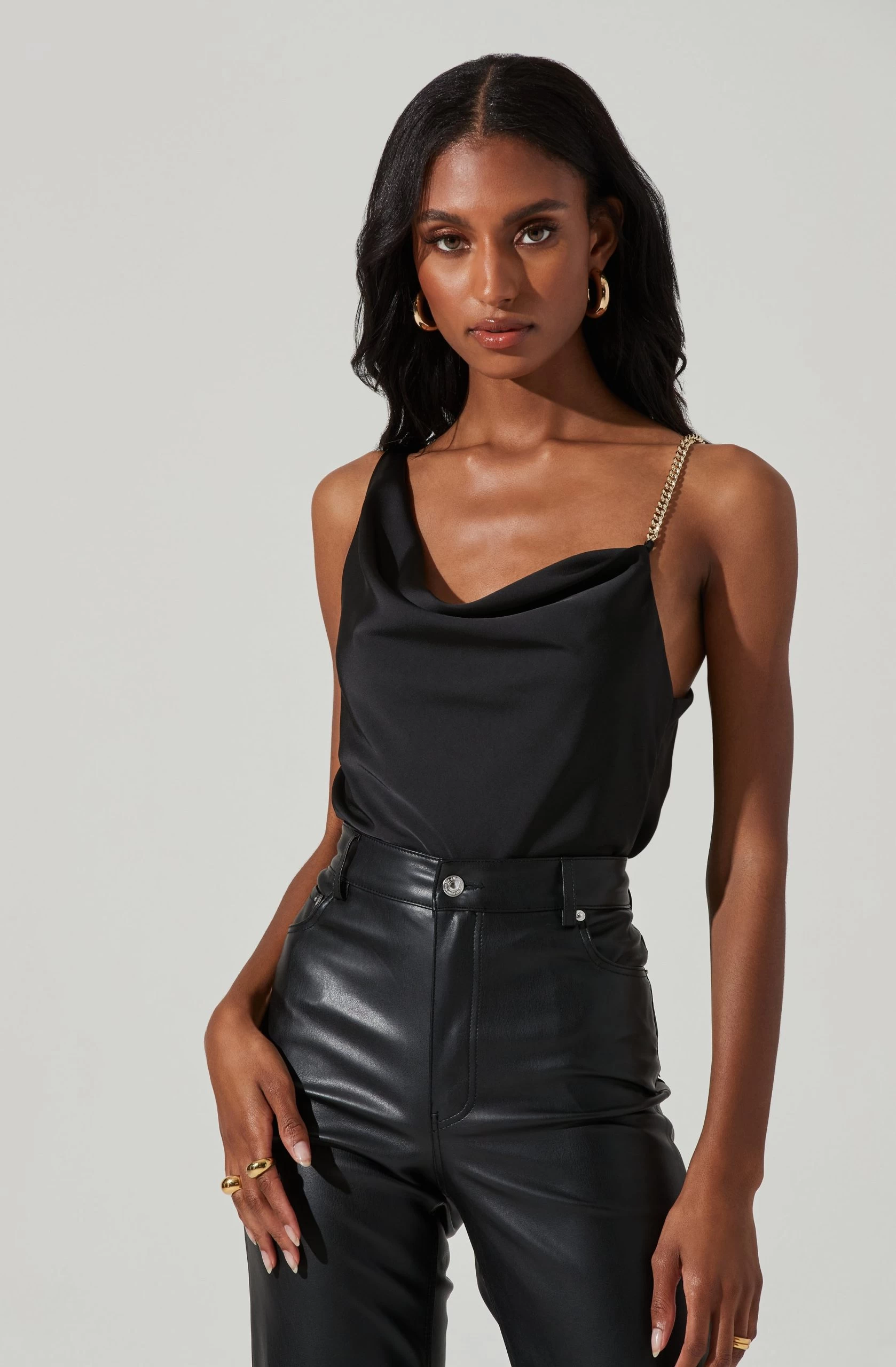 Larisa Satin Rhinestone Strap Top - Image 8