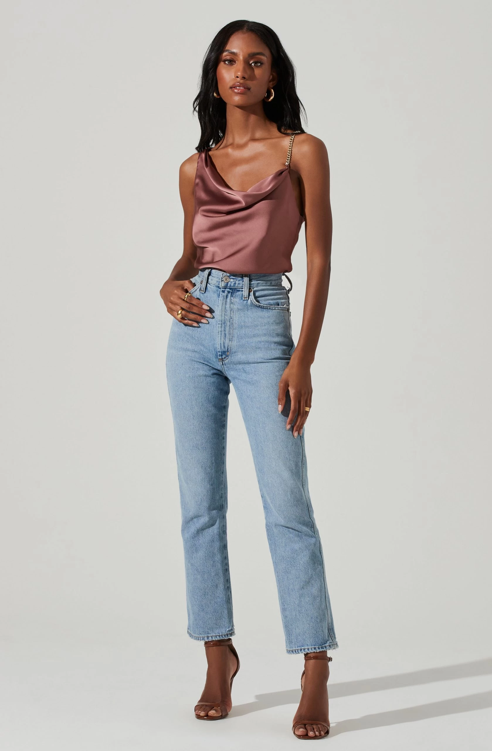 Larisa Satin Rhinestone Strap Top - Image 4