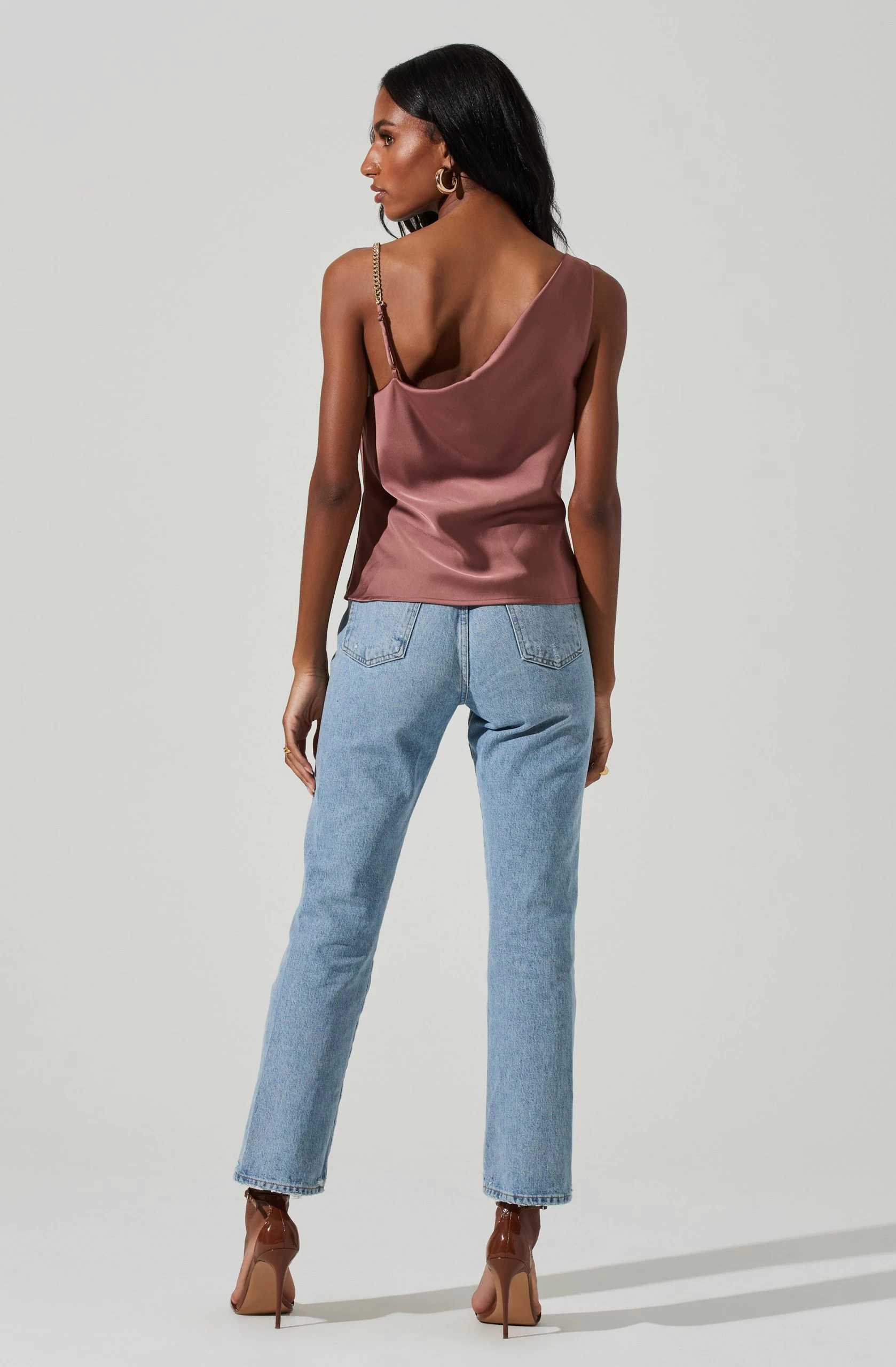 Larisa Satin Rhinestone Strap Top - Image 5