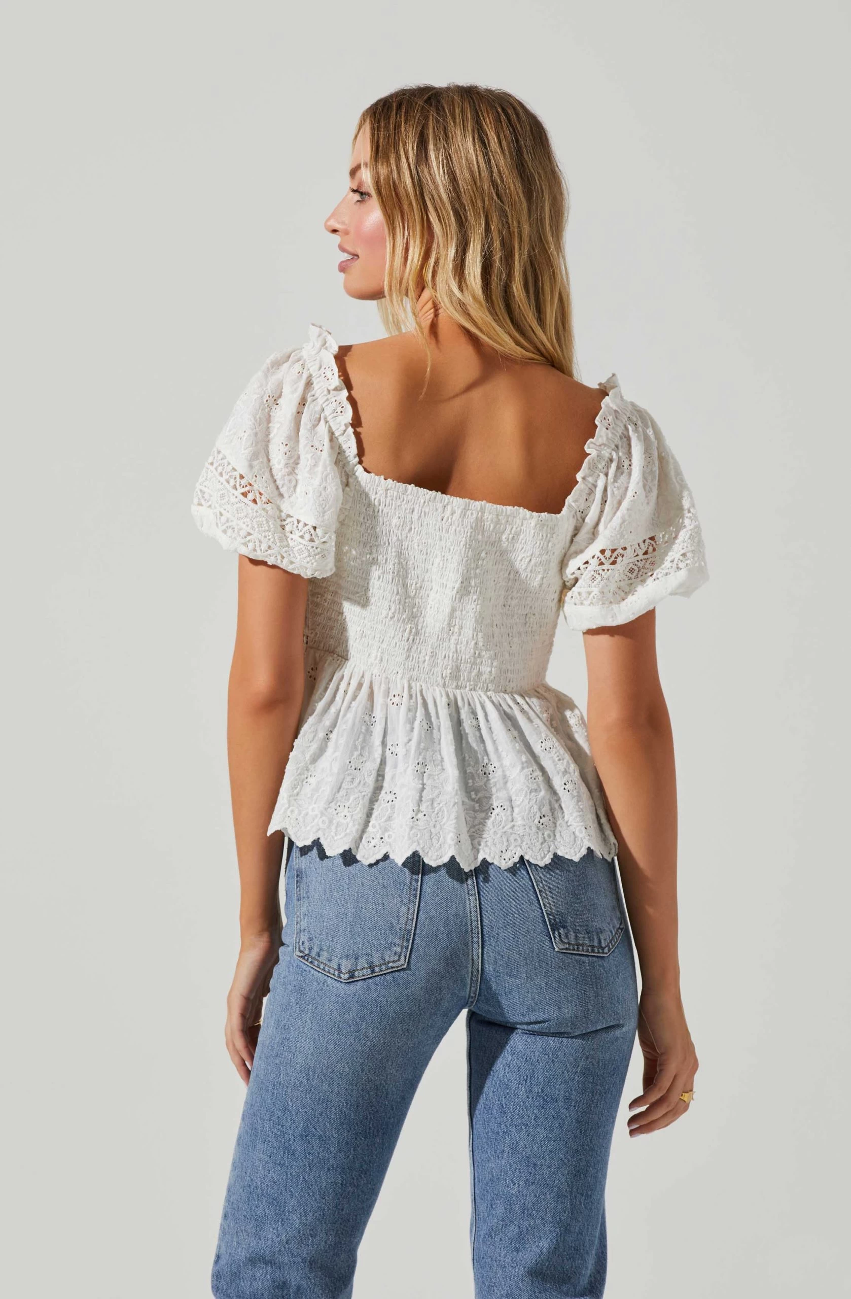 Amoura Eyelet Puff Sleeve Top - Image 4