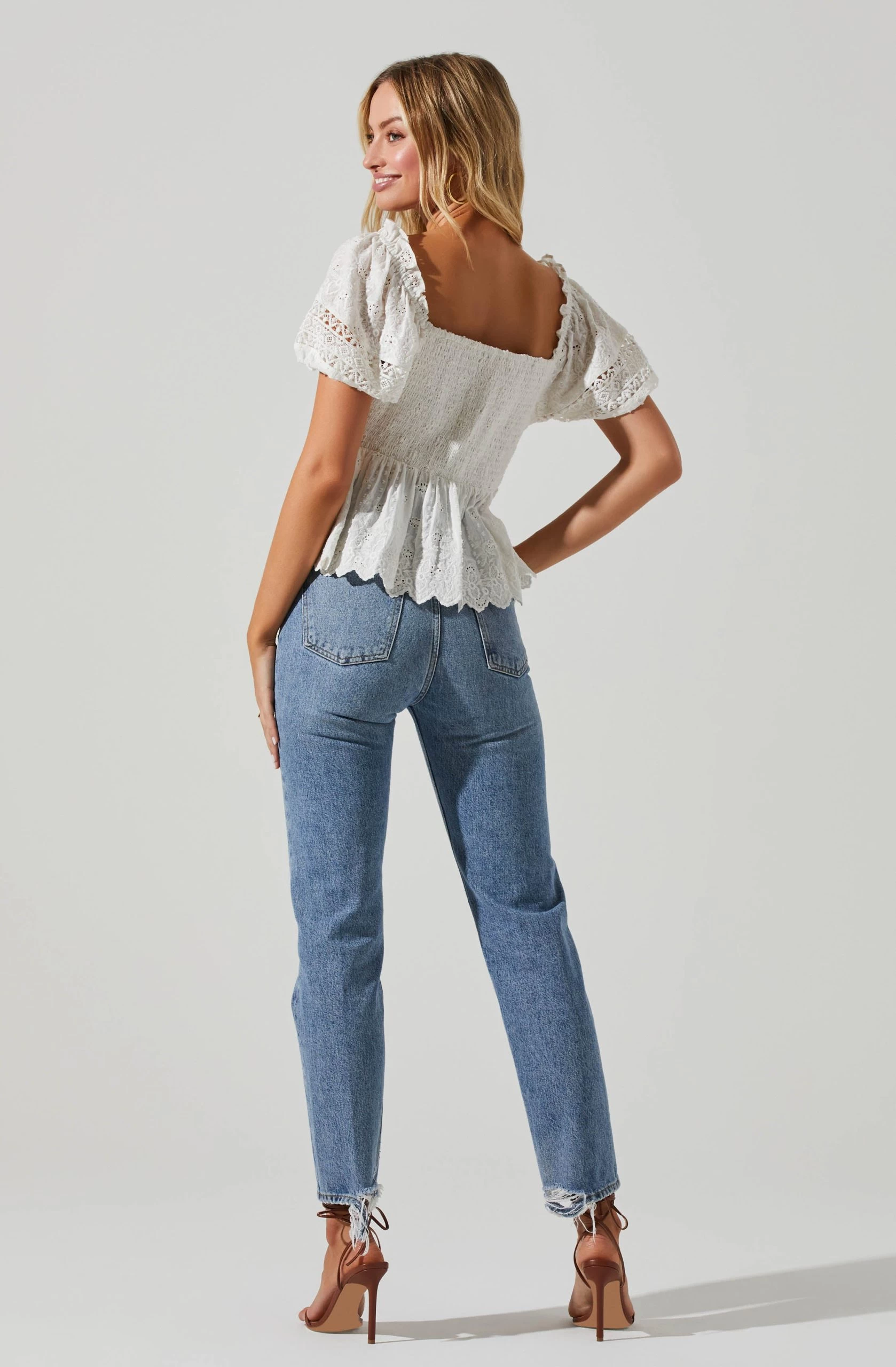 Amoura Eyelet Puff Sleeve Top - Image 3