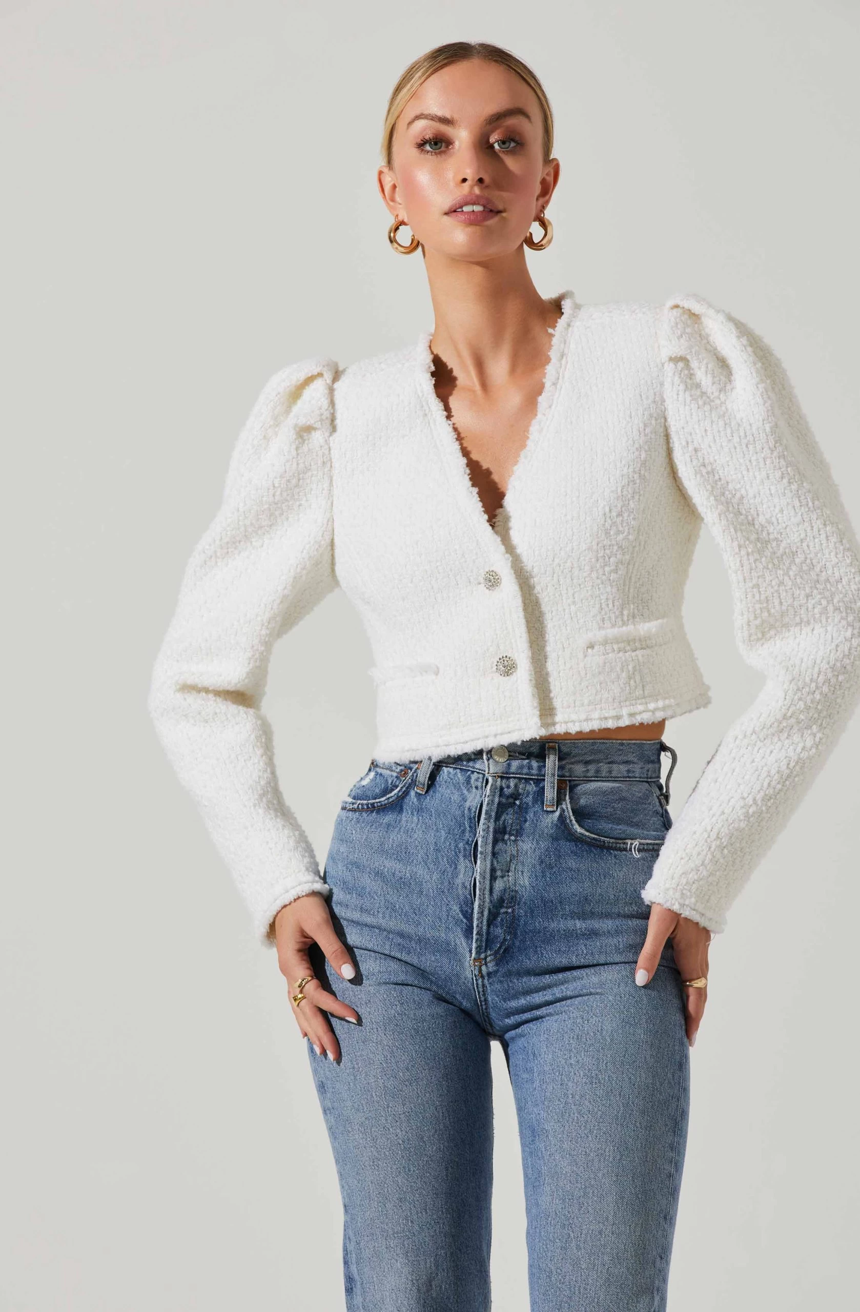 Madrigal Cropped Tweed Jacket - Image 2