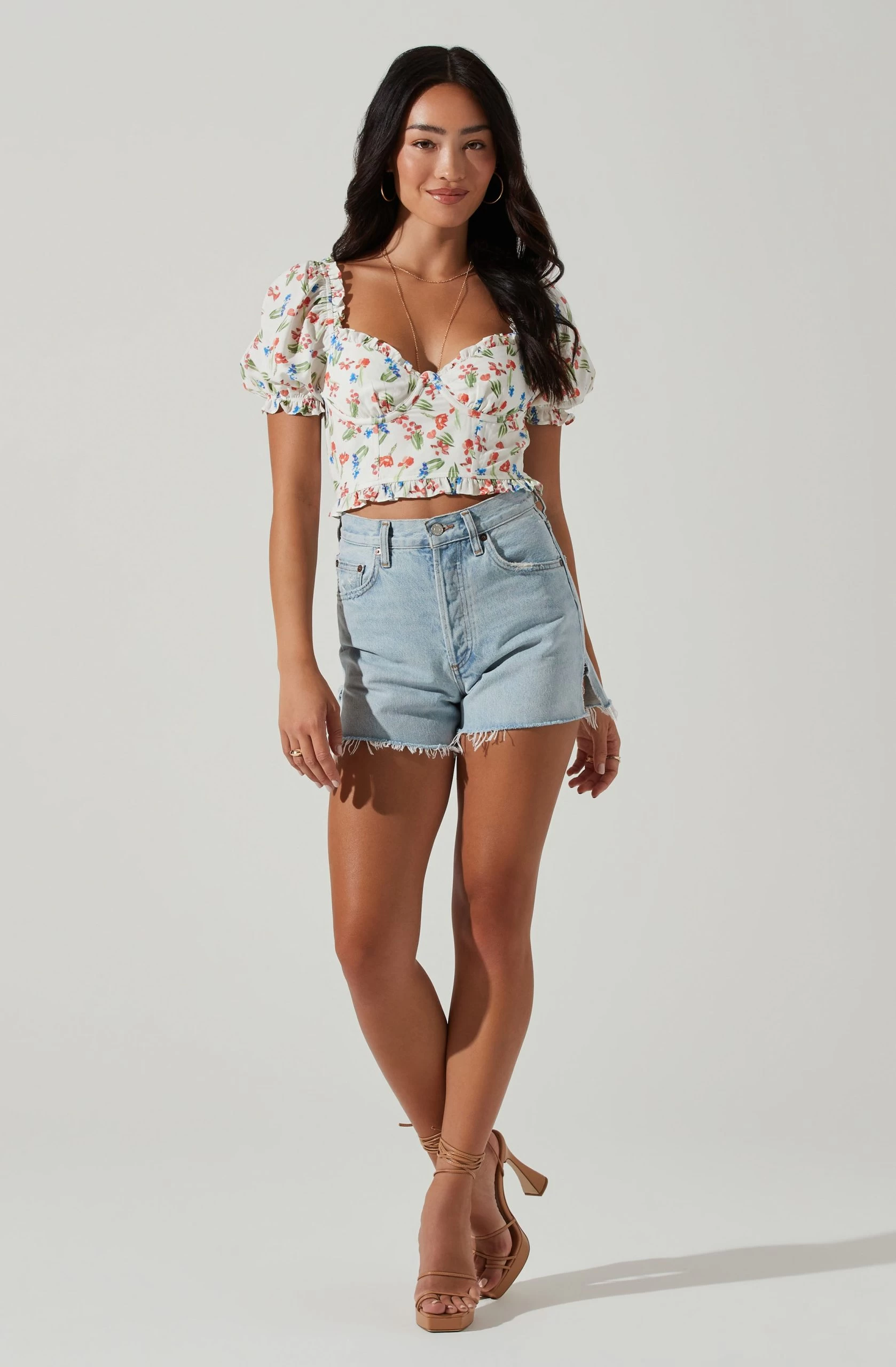 Feronia Floral Sweetheart Puff Sleeve Top - Image 2