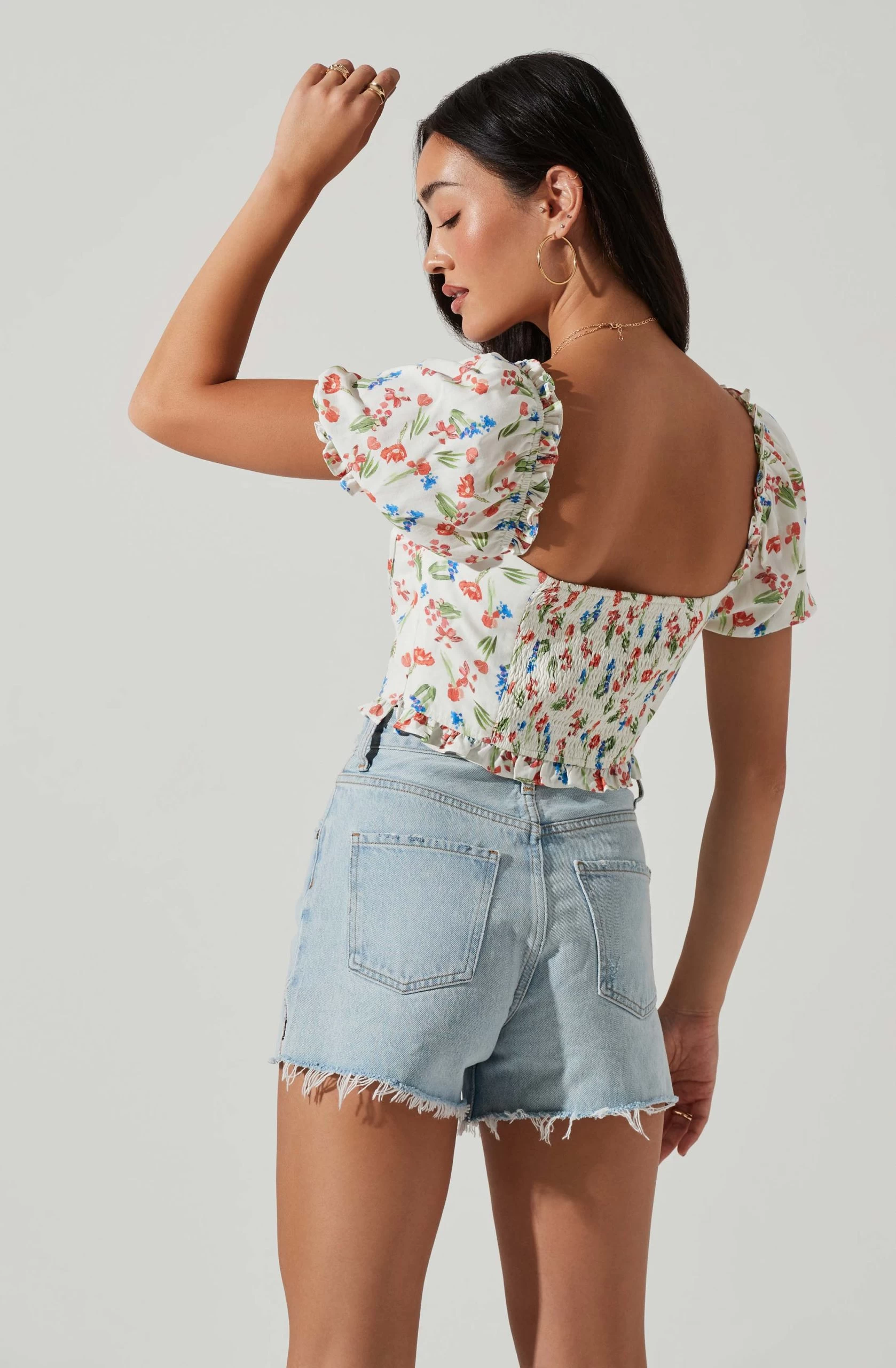 Feronia Floral Sweetheart Puff Sleeve Top - Image 5