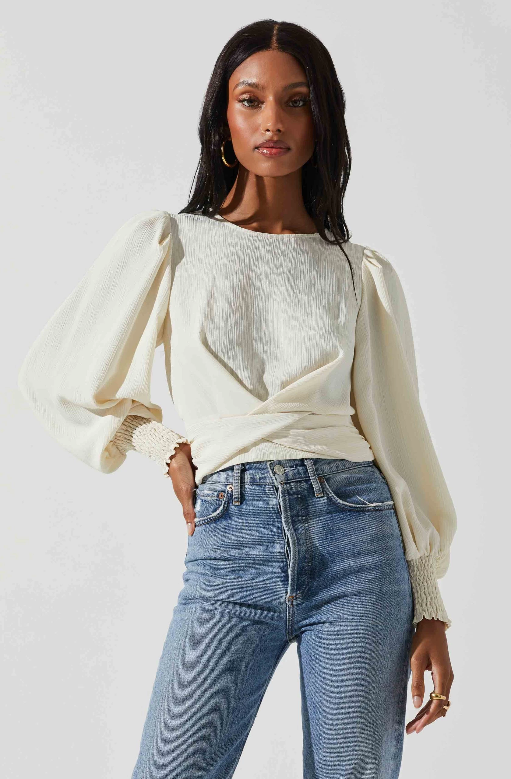 Wrenley Twist Front Puff Sleeve Top - Image 7