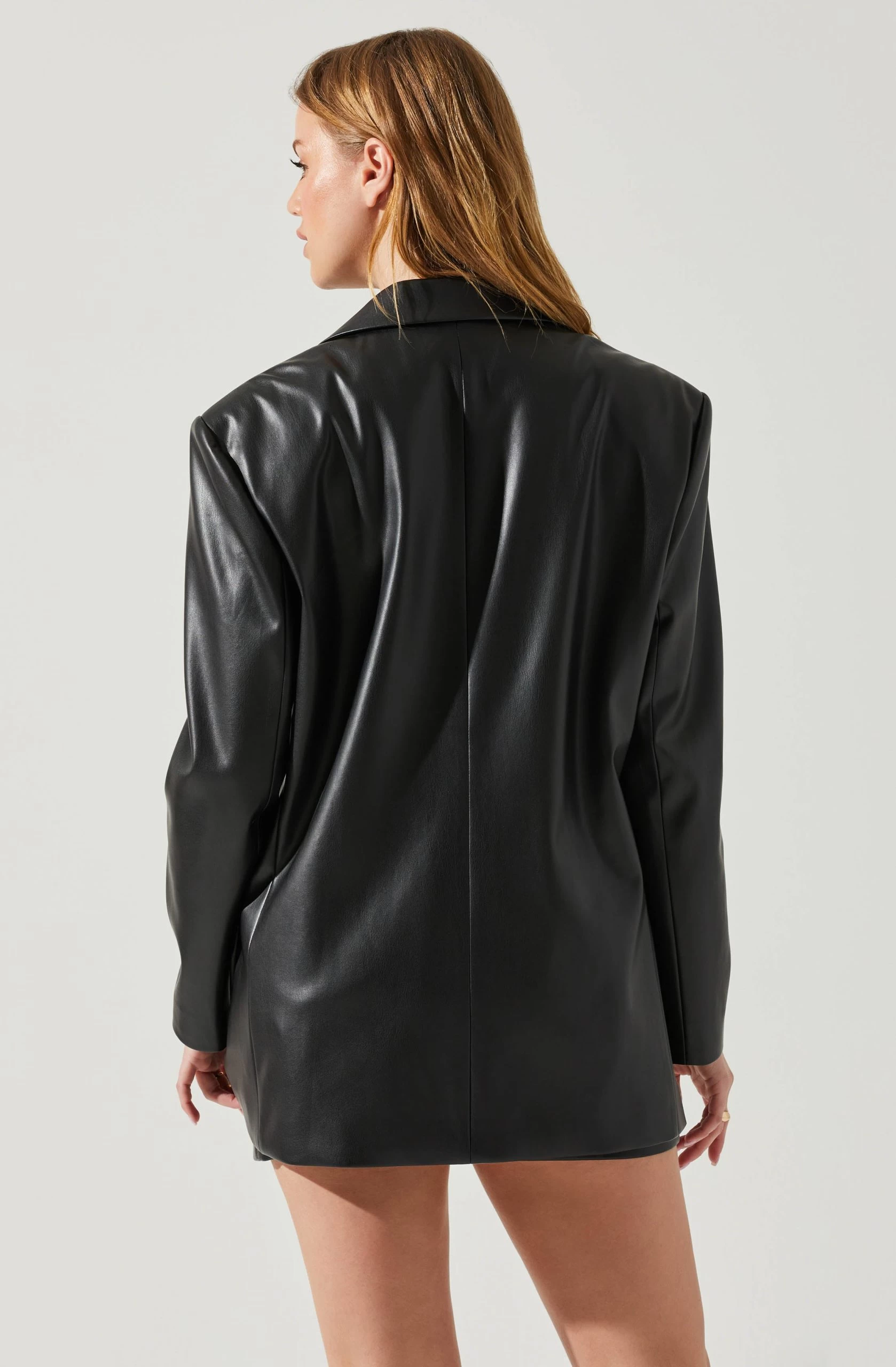 Ezra Faux Leather Oversized Blazer - Image 6