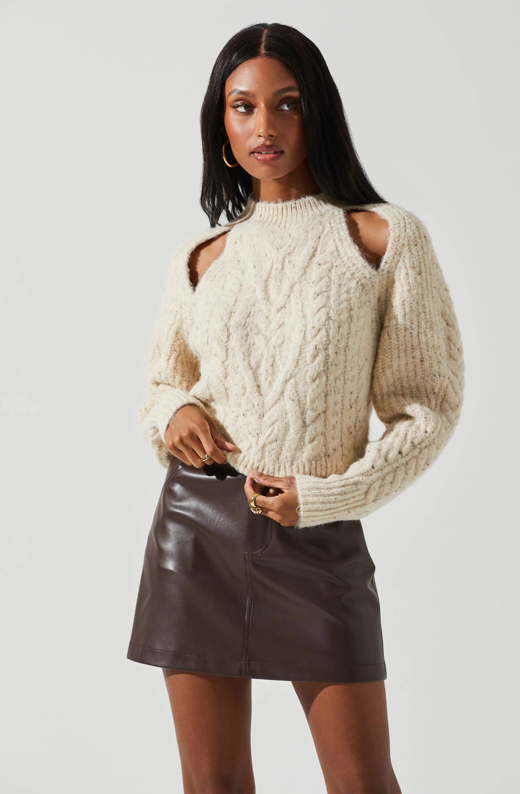 Natalie Cutout Cable Knit Sweater - Image 3