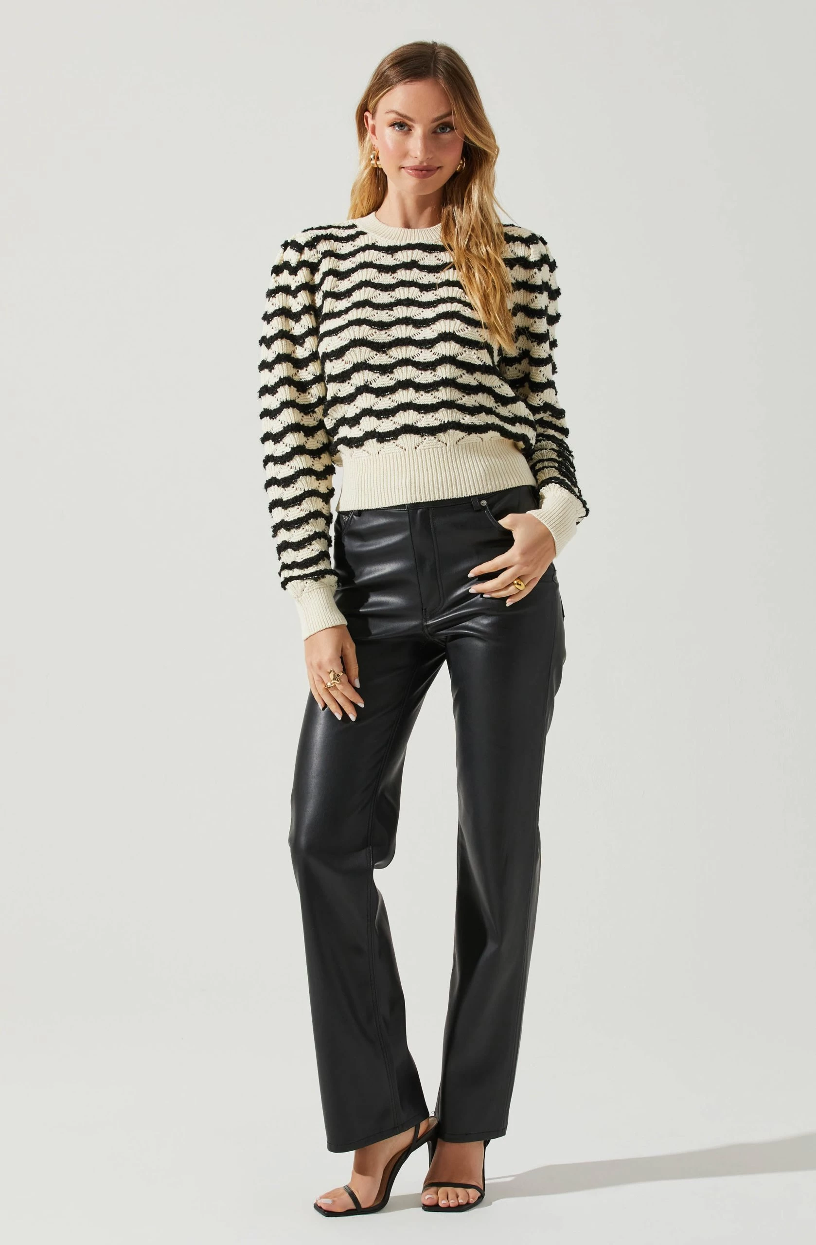 Jaylani Chevron Stripe Pointelle Sweater - Image 5