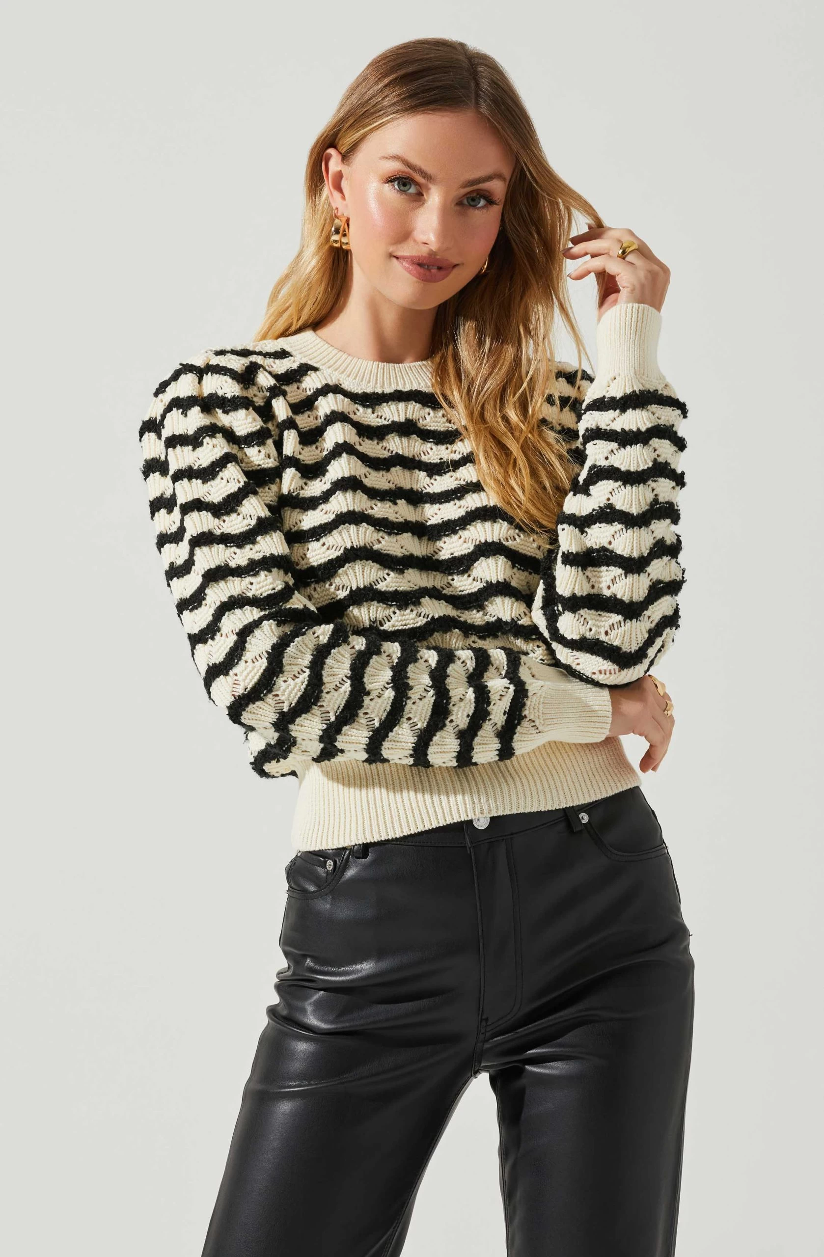 Jaylani Chevron Stripe Pointelle Sweater - Image 3