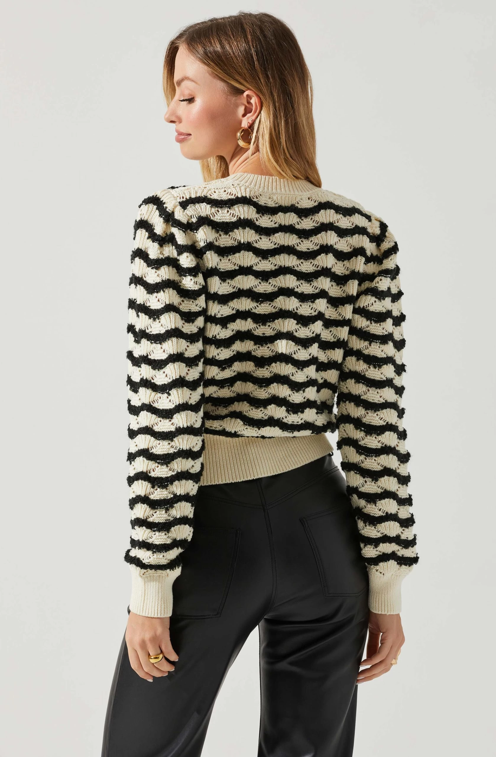 Jaylani Chevron Stripe Pointelle Sweater - Image 6