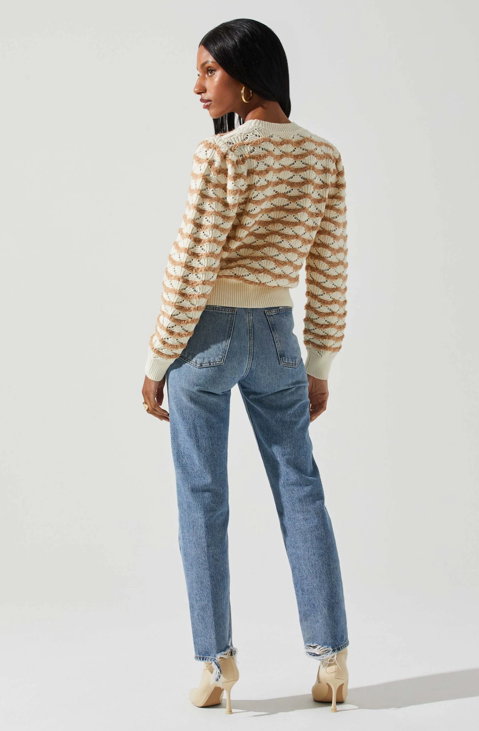 Jaylani Chevron Stripe Pointelle Sweater - Image 11