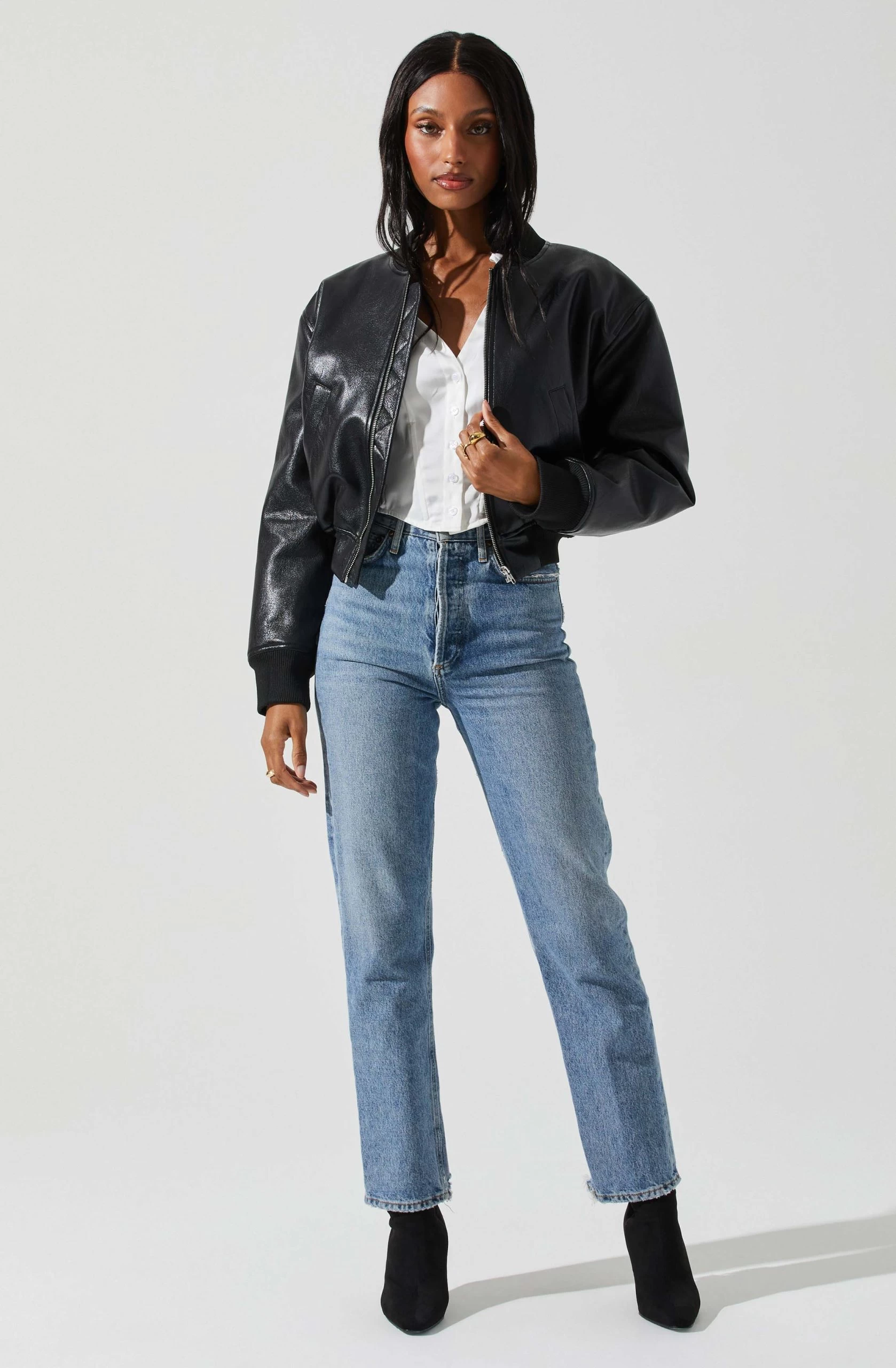 Avianna Faux Leather Bomber Jacket - Image 2