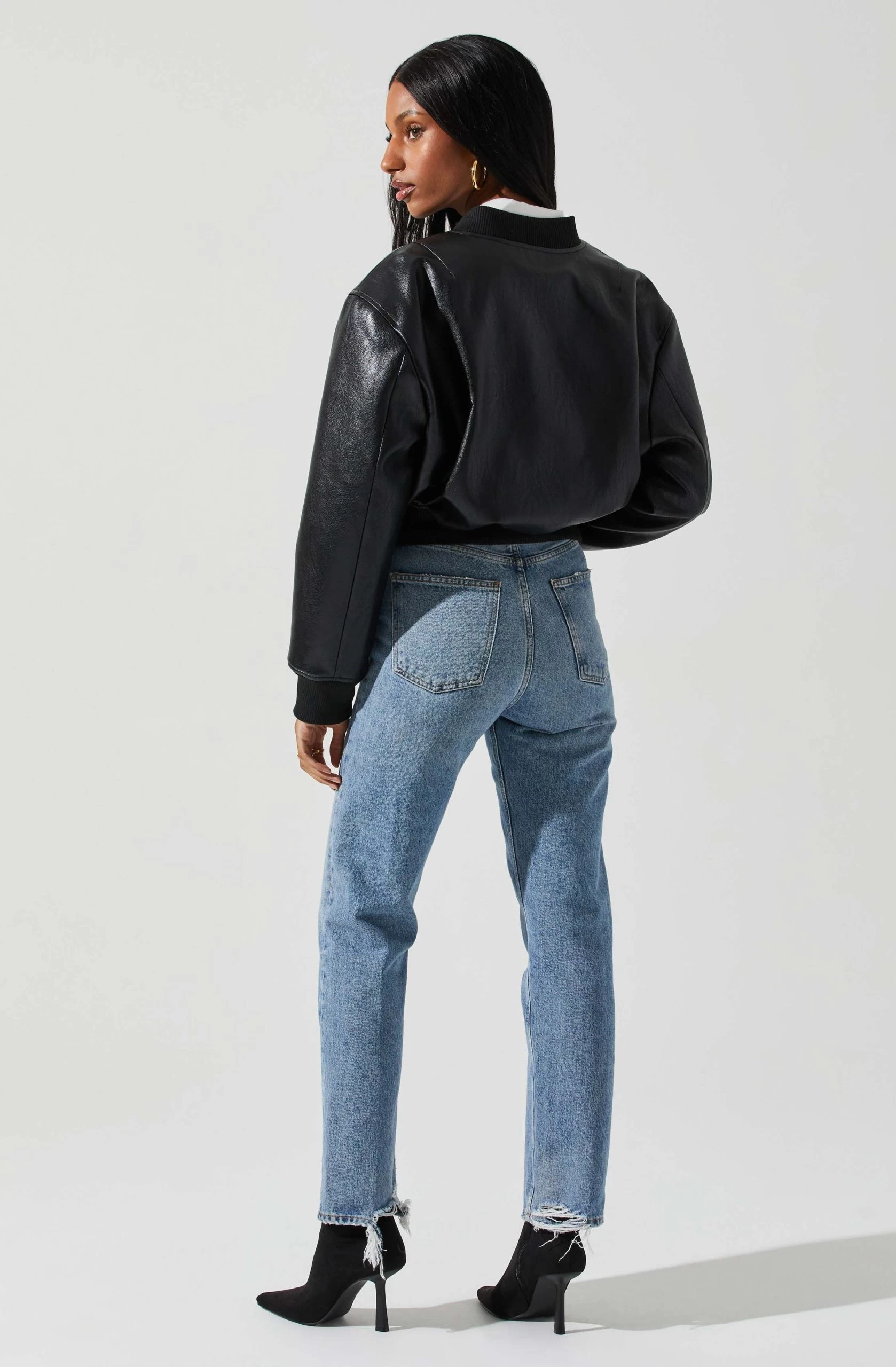 Avianna Faux Leather Bomber Jacket - Image 4